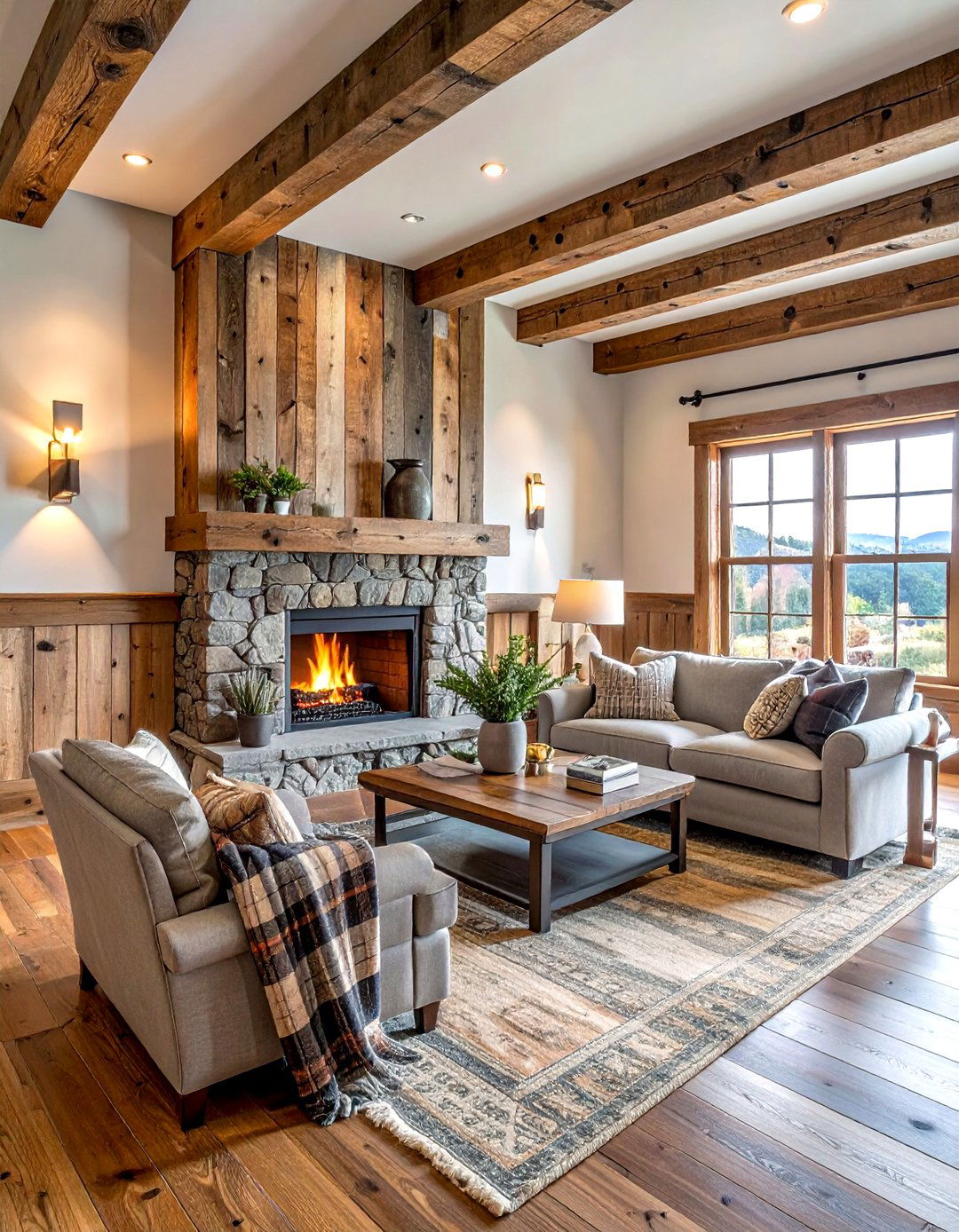 Rustic wood paneling - 30 living room wainscoting ideas