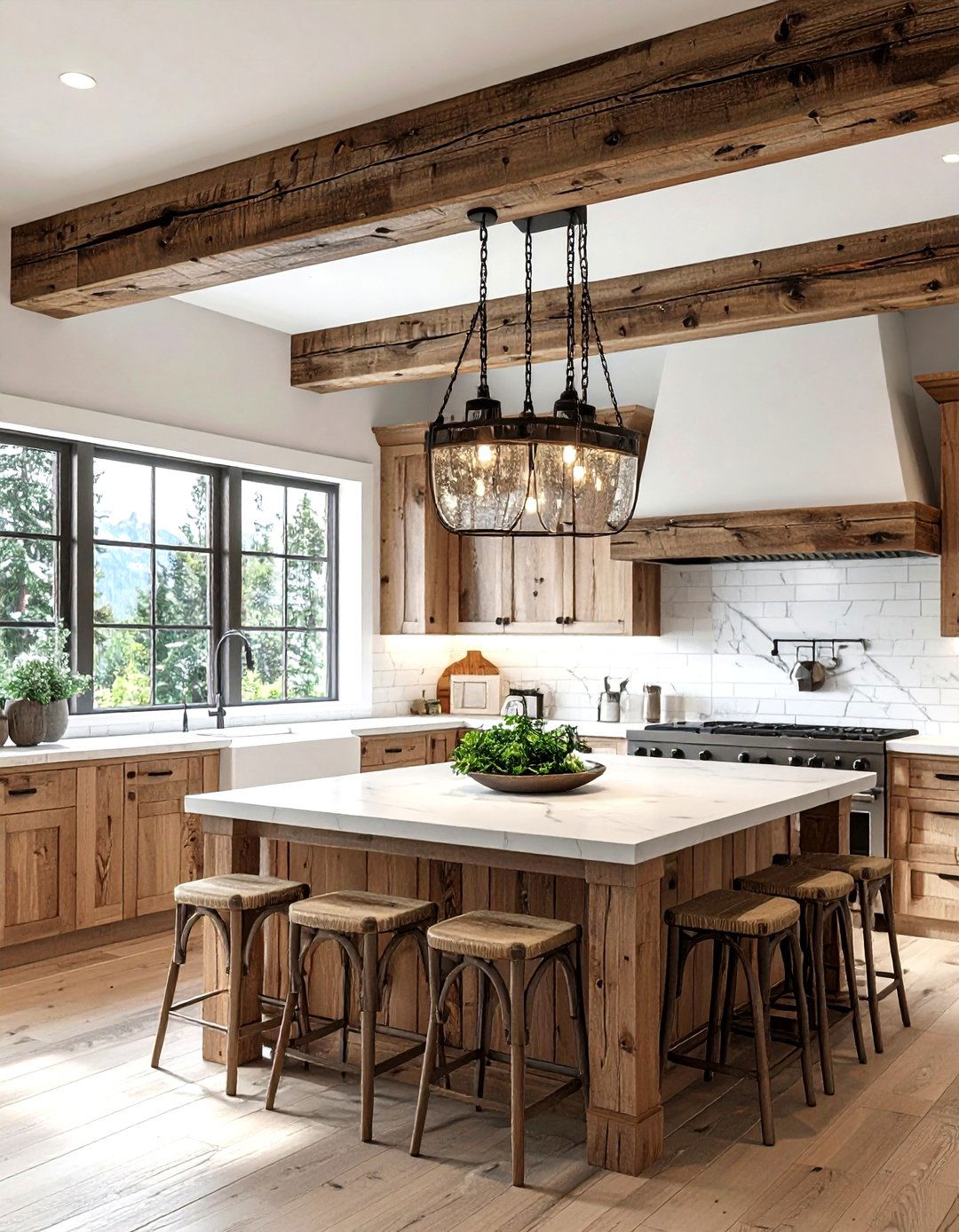 Rustic wood pendant - 30 kitchen island pendant ideas