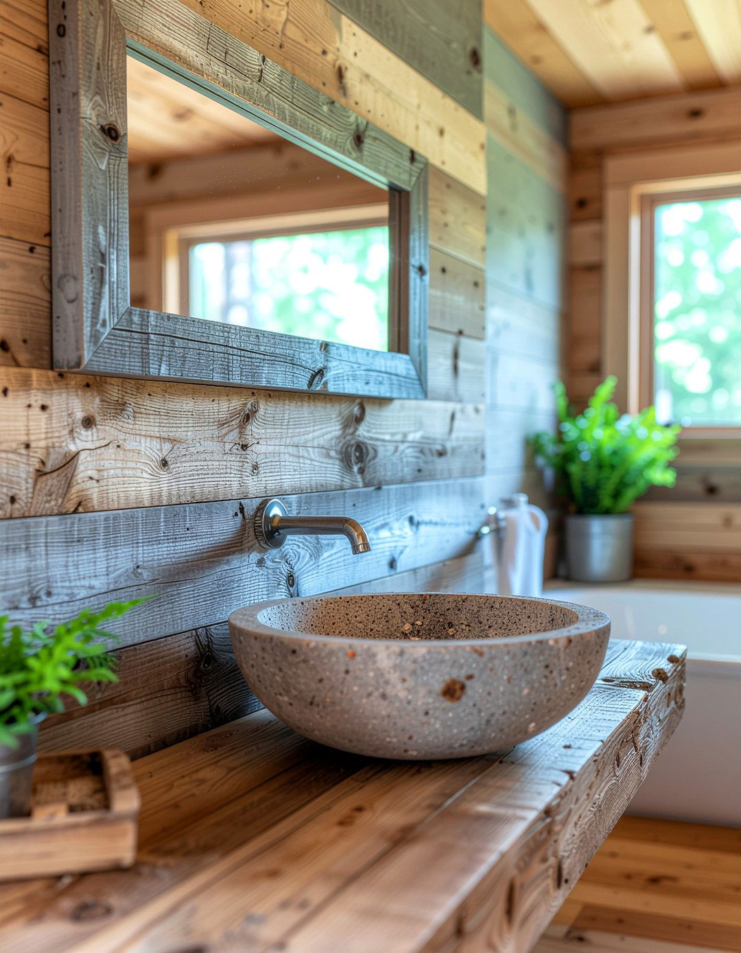 Rustic wood picture rail - 30 bathroom picture rail ideas