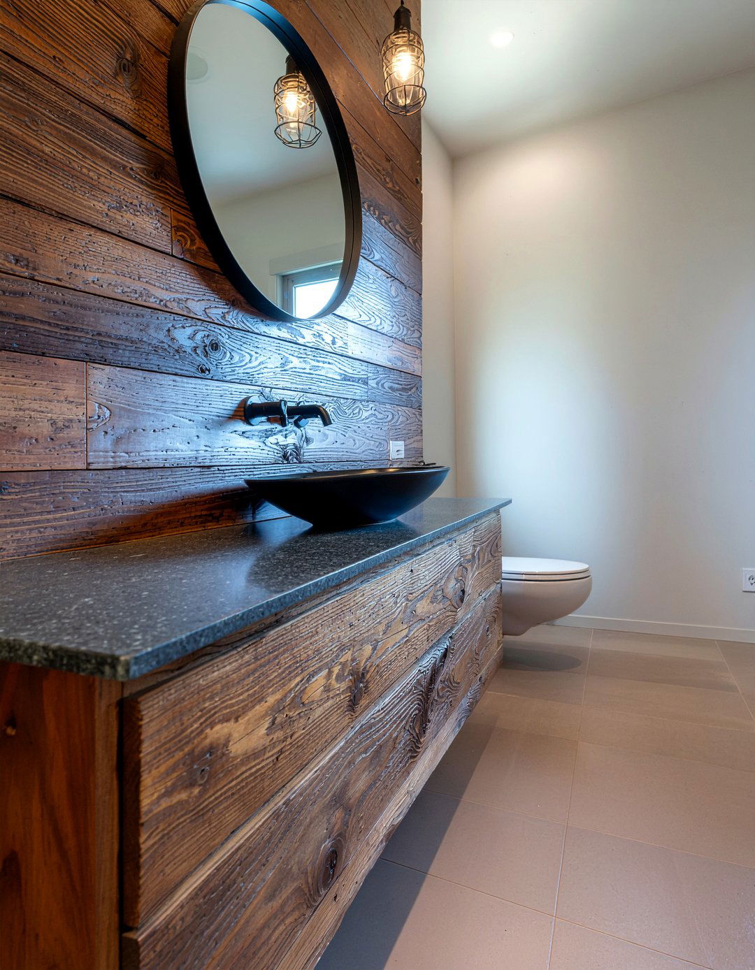 Rustic wood vanity - 30 modern bathroom vanity ideas