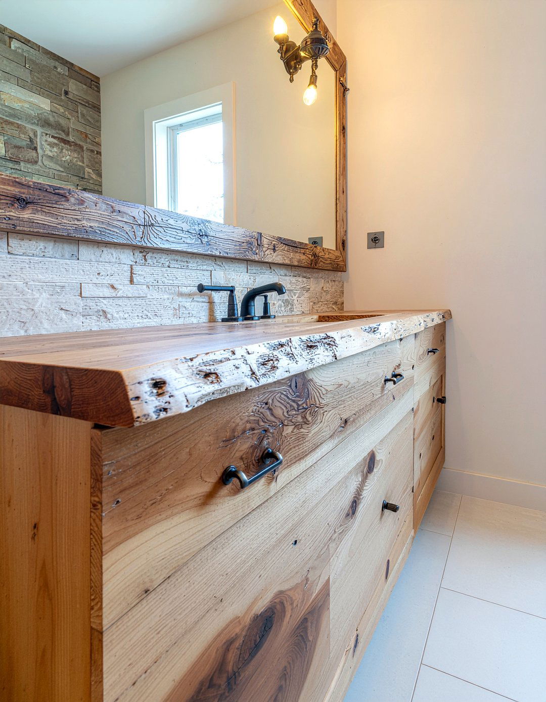 Rustic wood vanity - 30 mountain bathroom ideas