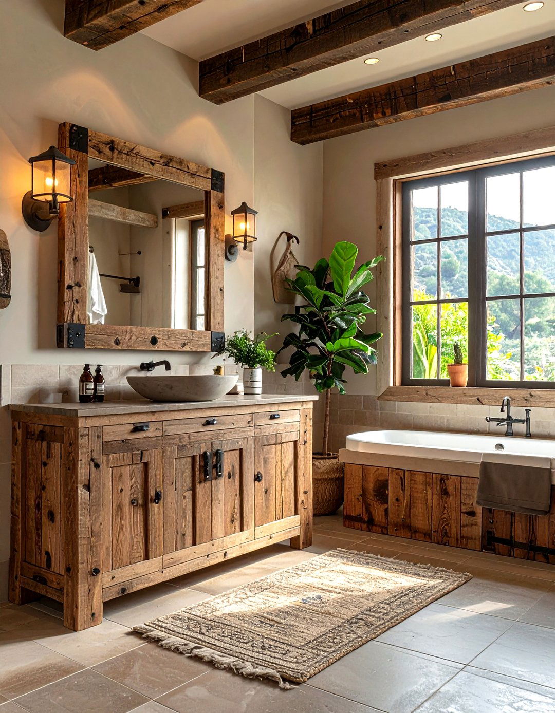 Rustic wood vanity - 30 southwestern bathroom ideas