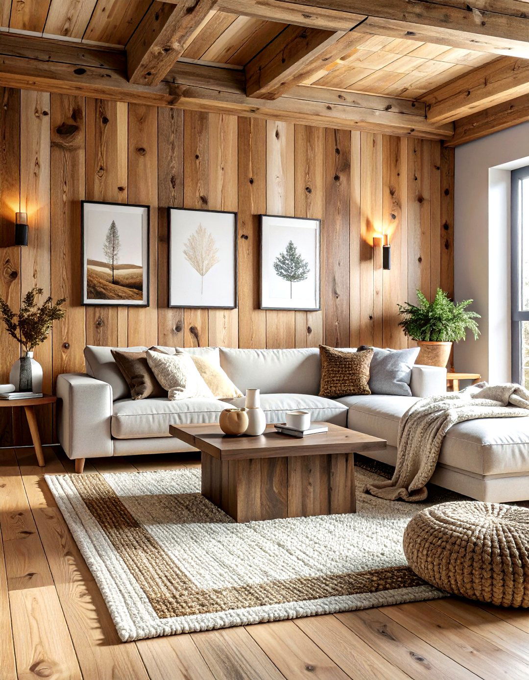 Rustic wood wall - 30 living room paneled walls ideas
