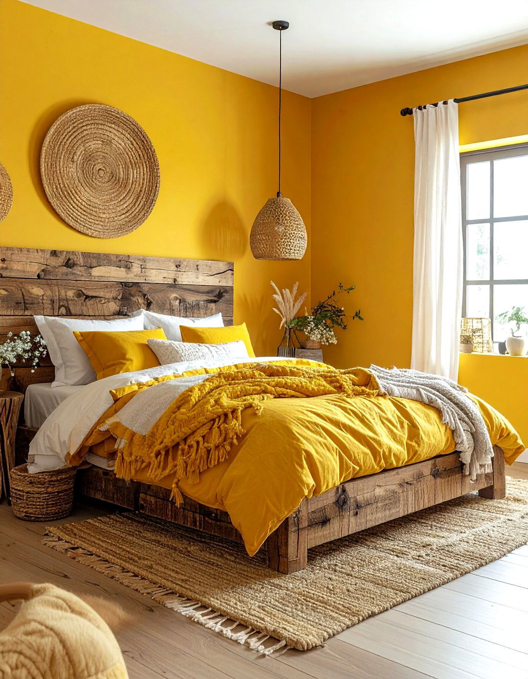 Rustic yellow bedroom - 30 yellow and white bedroom ideas