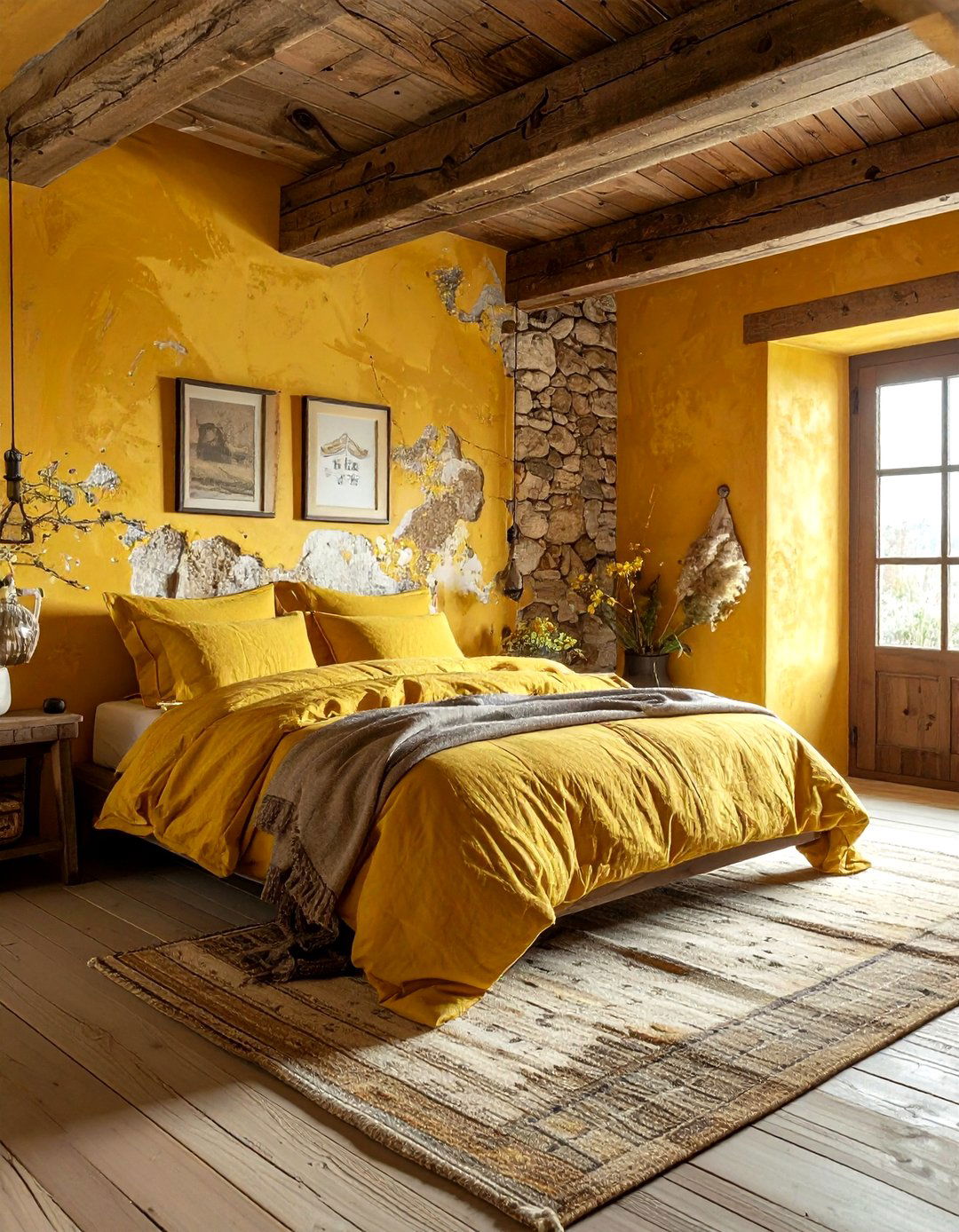 Rustic yellow bedroom - 30 yellow bedroom decor ideas