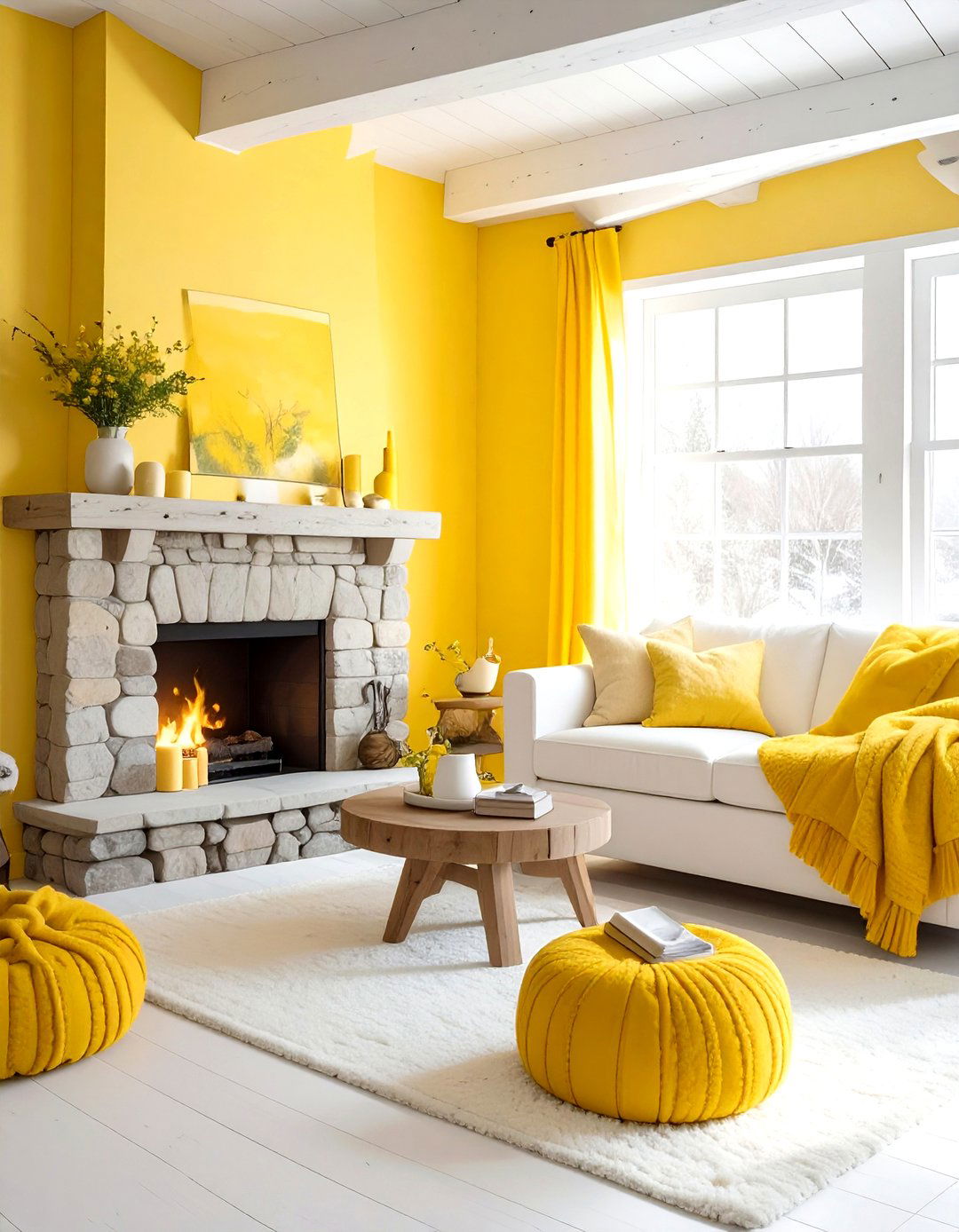 Rustic yellow living room - 30 yellow and white living room ideas