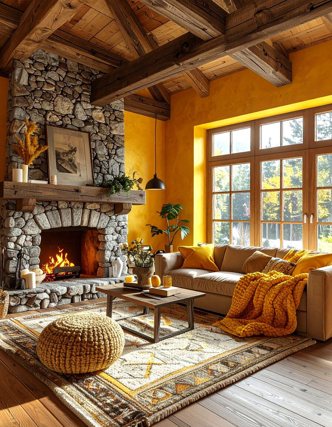 Rustic yellow living room - 30 yellow living room decor ideas