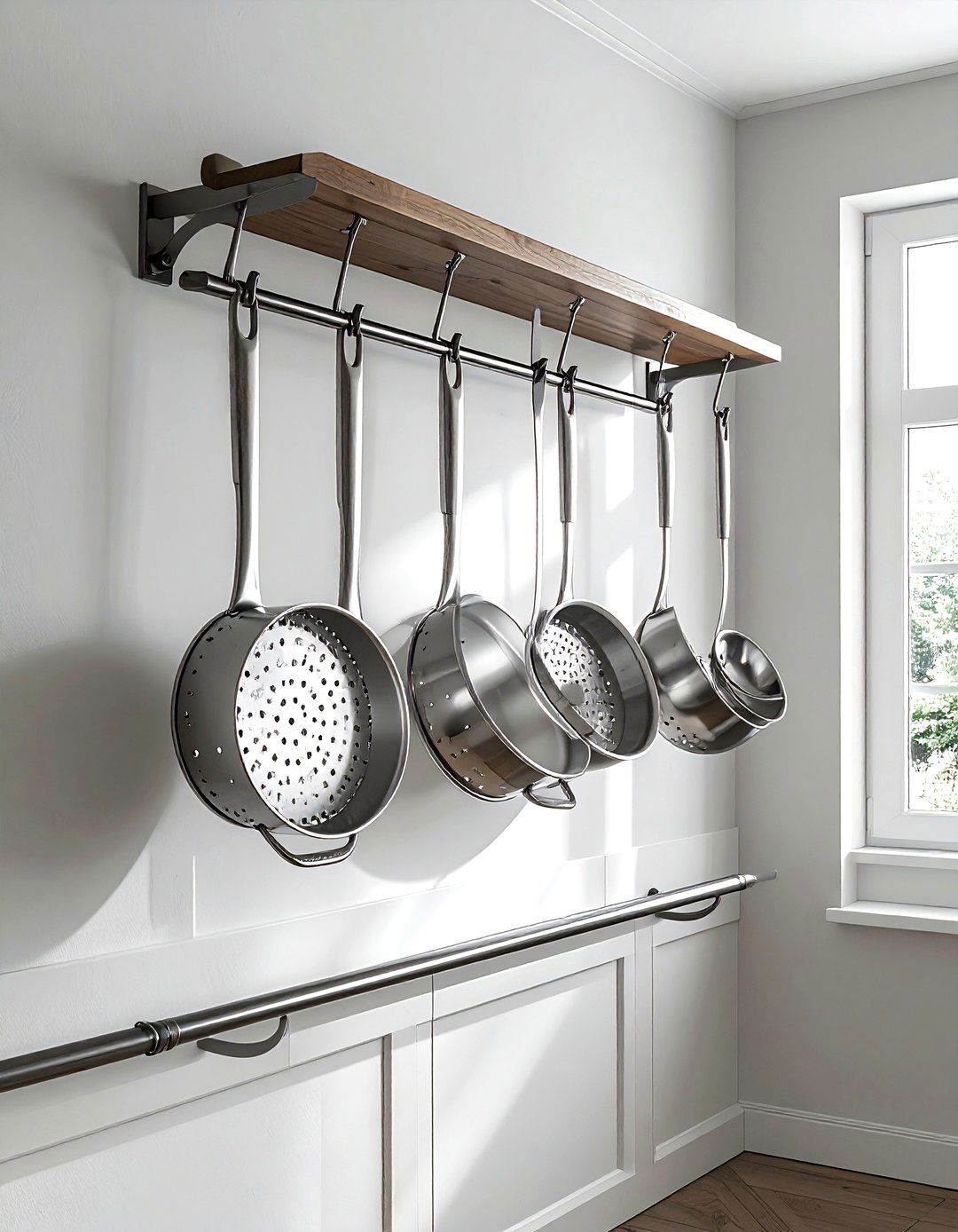 S Hook Hanging Bar - 30 kitchen wall storage ideas