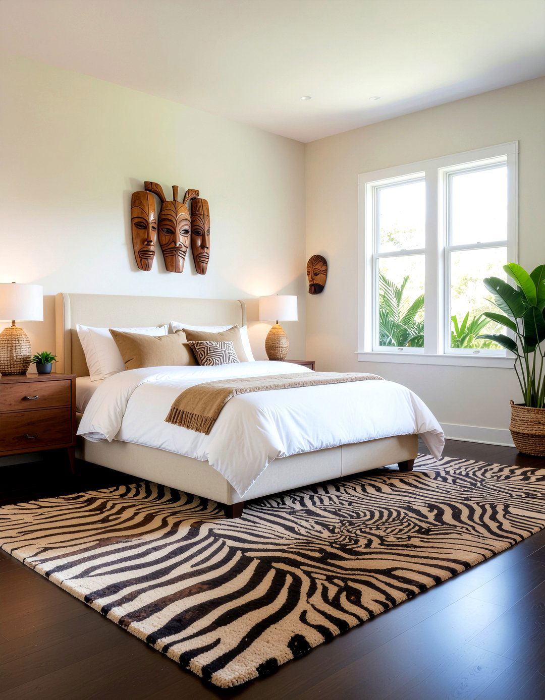 Safari animal print rug - 30 travel themed bedroom ideas