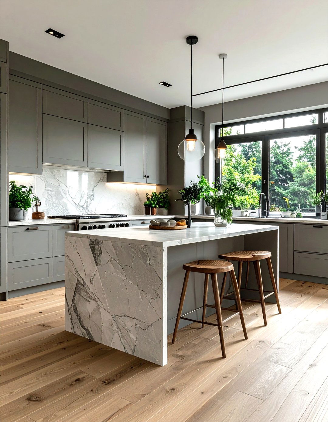 Sage Gray Natural Kitchen - 30 gray kitchen design ideas