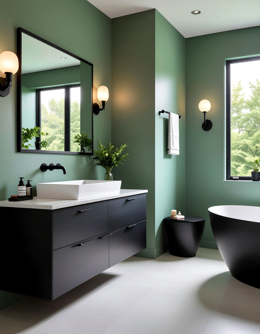 Sage Green And Black Accents - 30 sage green bathroom ideas