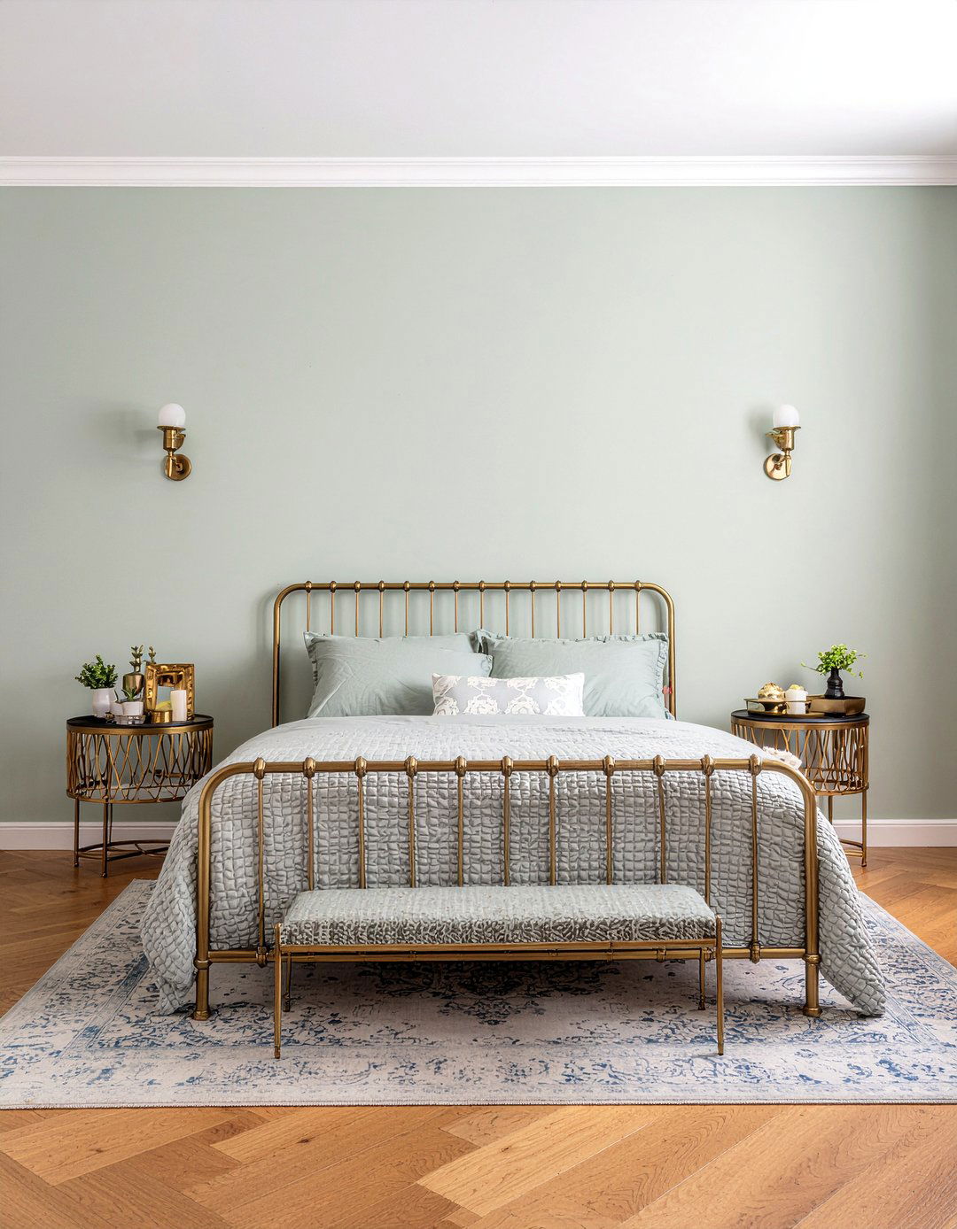 Sage Green And Brass - 30 bedroom sage green walls