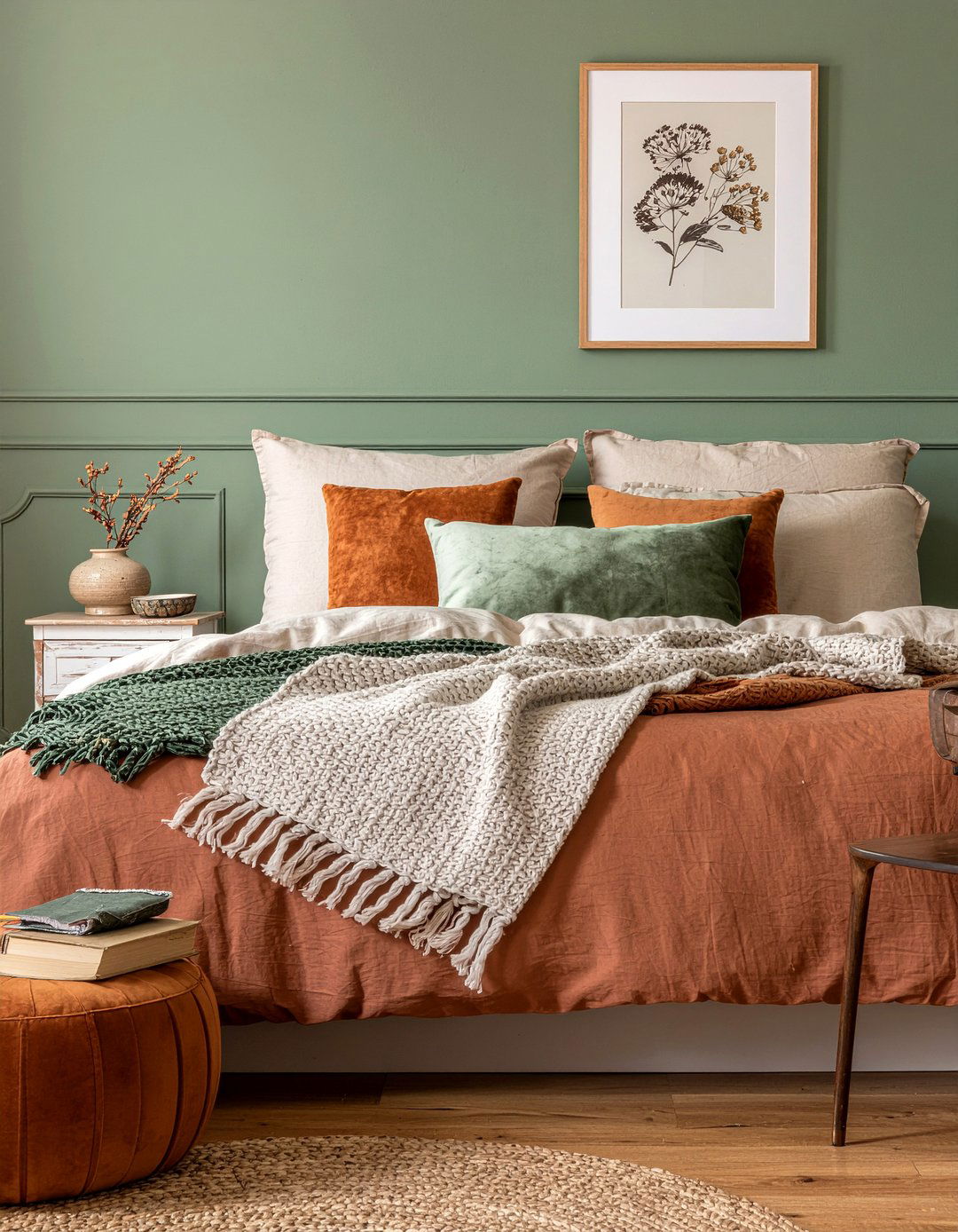 Sage Green And Burnt Orange - 30 bedroom sage green walls