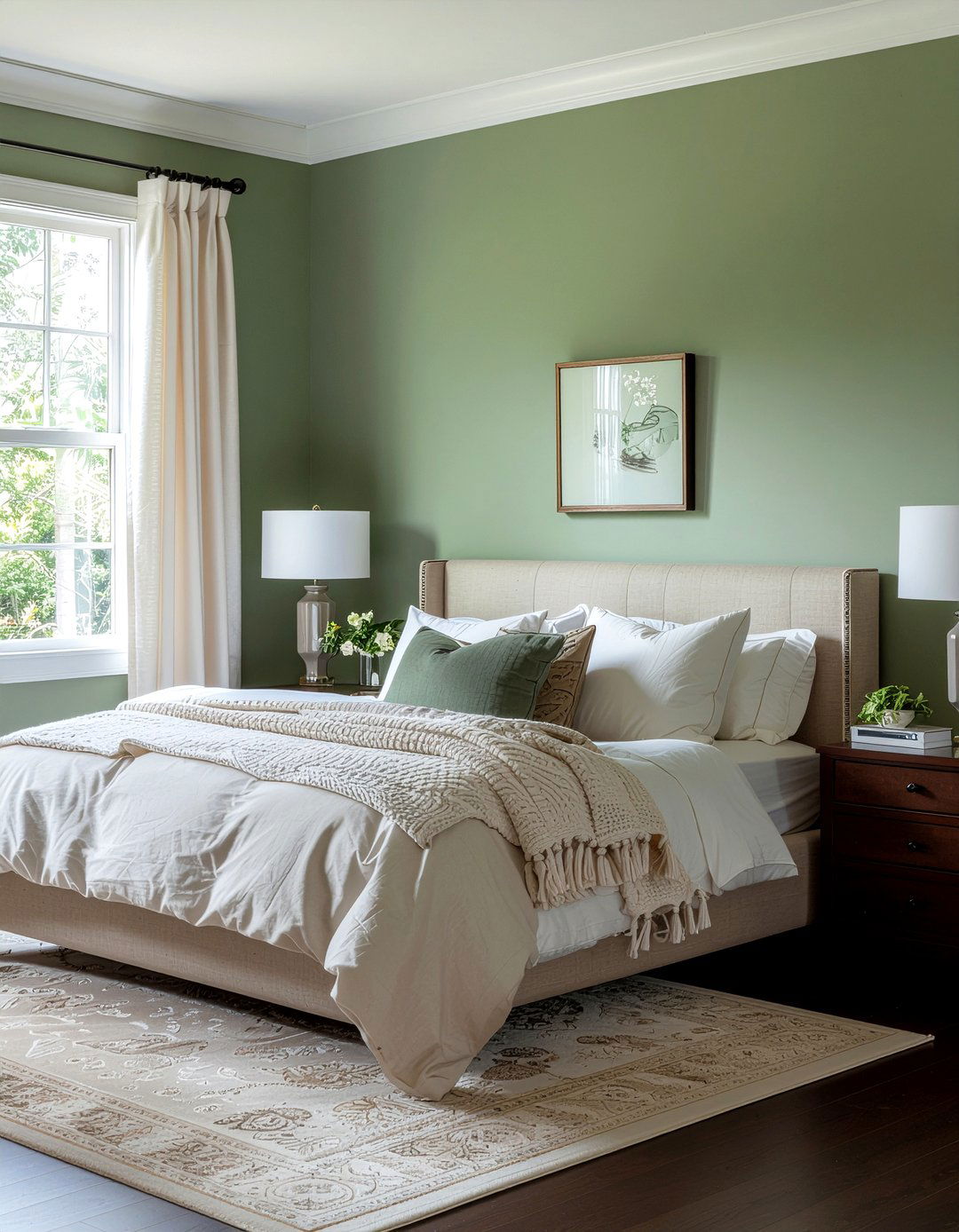 Sage Green And Dark Walnut - 30 bedroom sage green walls