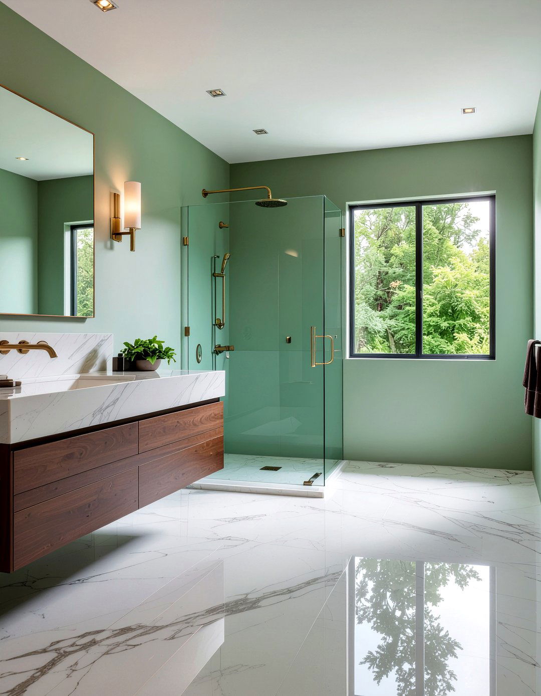 Sage Green And Marble Tile - 30 sage green bathroom ideas