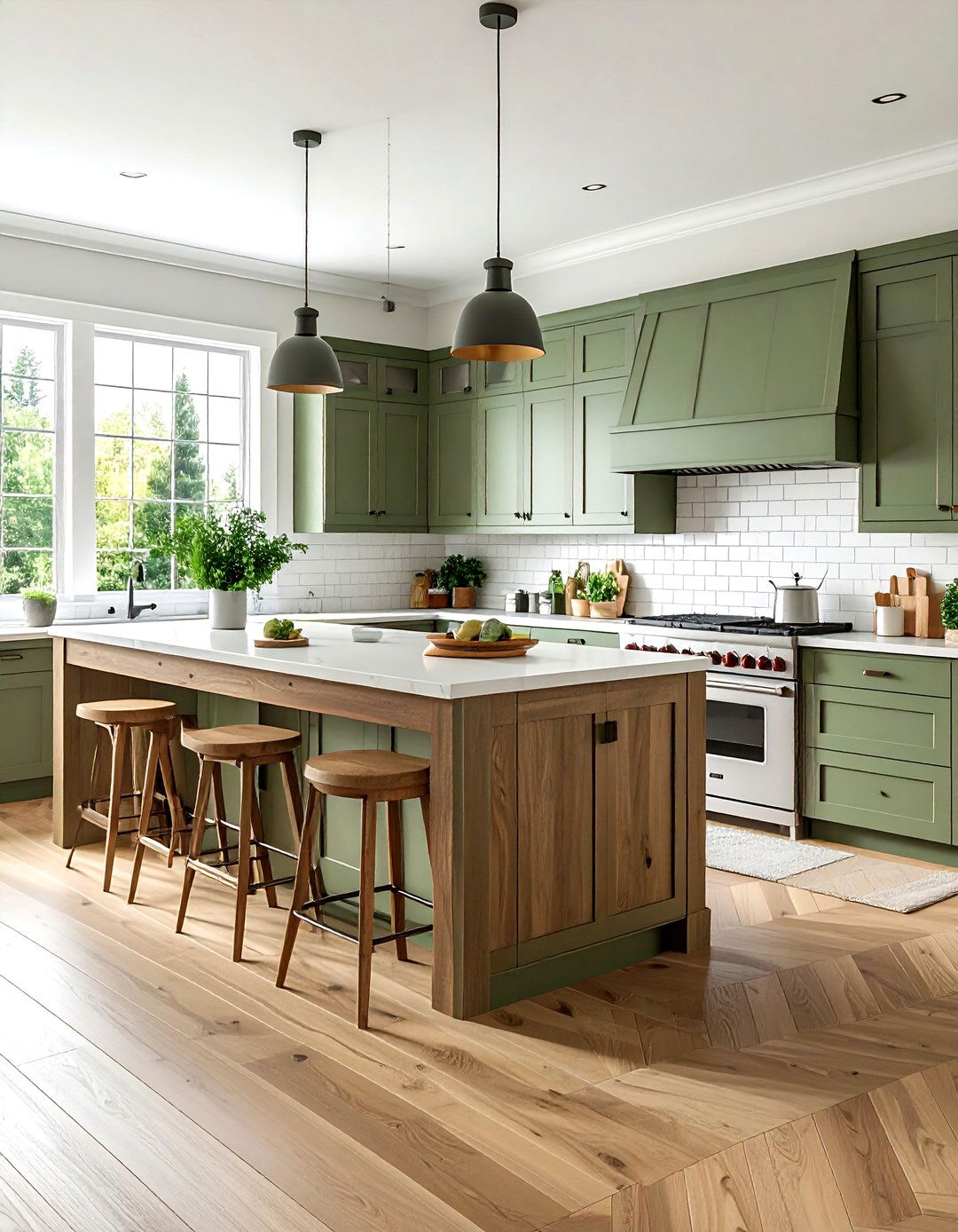 Sage Green And Oak Kitchen - 30 two-tone kitchen ideas
