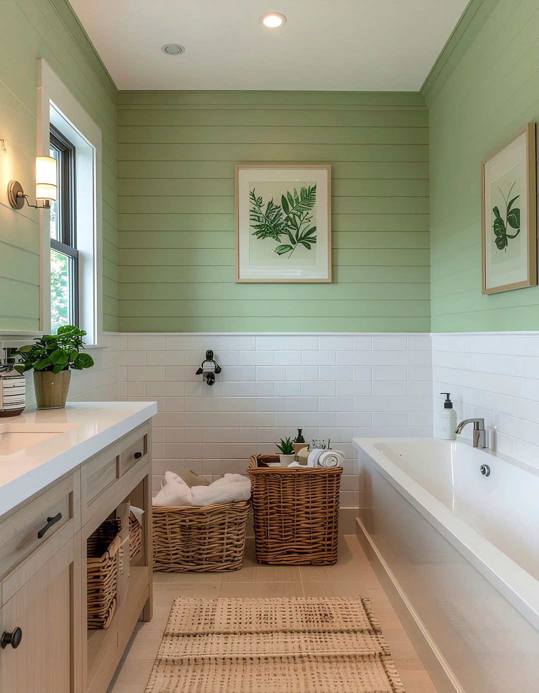 Sage Green Bathroom Panel - 30 bathroom paneling ideas