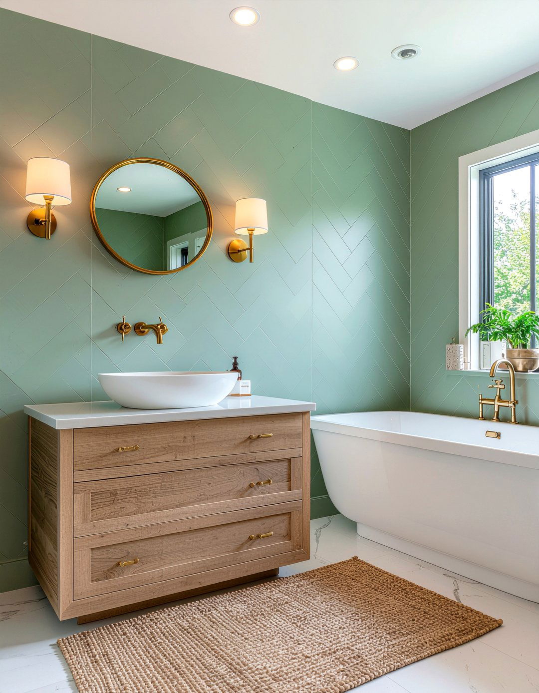 Sage Green Bathroom Tiles - 30 nature-inspired bathroom ideas