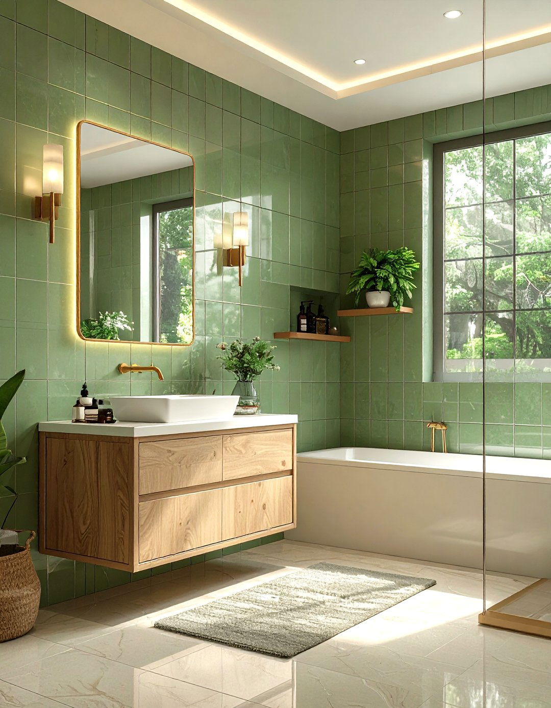 Sage Green Bathroom Wall Tile - 30 vintage modern bathroom ideas
