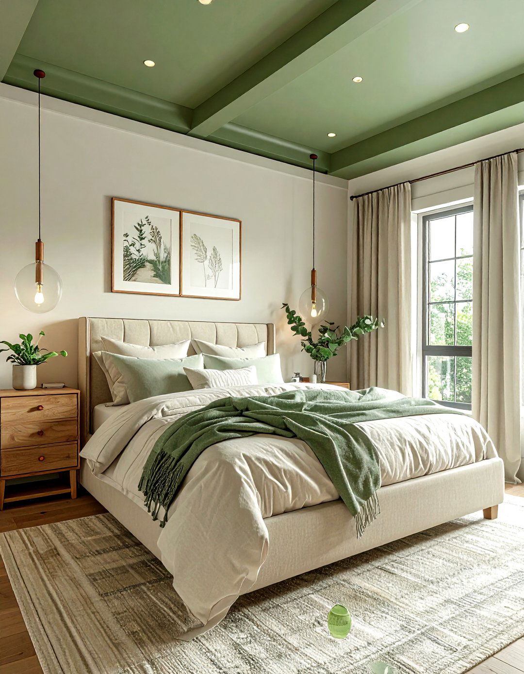 Sage Green Bedroom Ceiling - 30 painted ceiling ideas