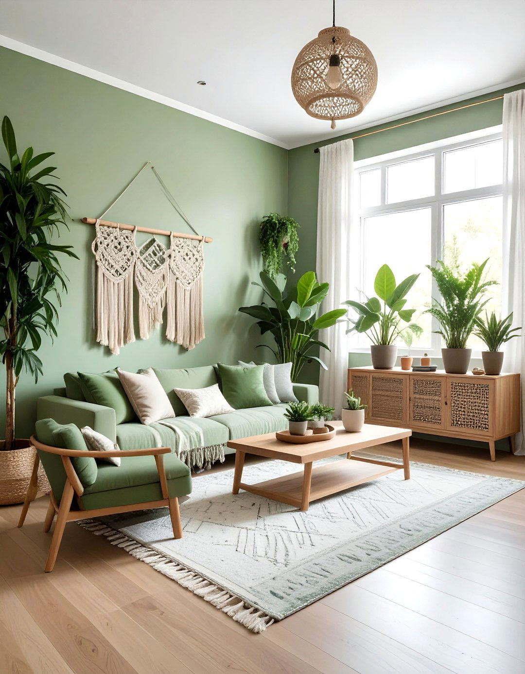 Sage Green Boho Living Room - 30 bohemian green living room ideas