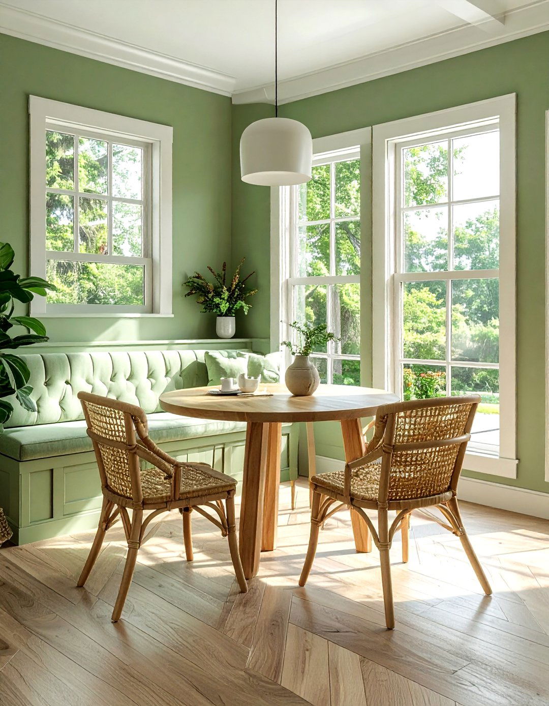 Sage Green Breakfast Nook - 30 sage green decor ideas
