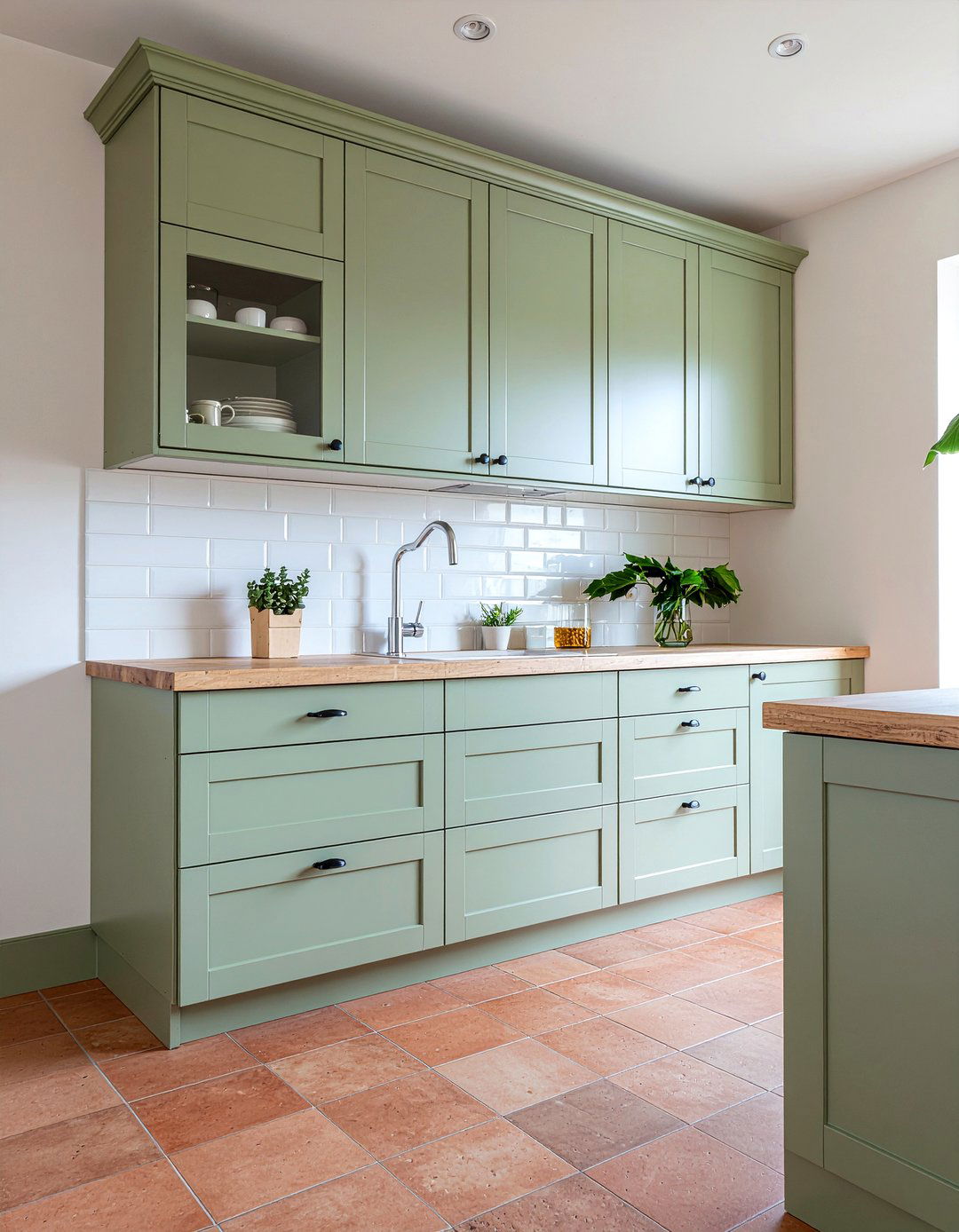 Sage Green Cabinets - 30 English cottage kitchen ideas