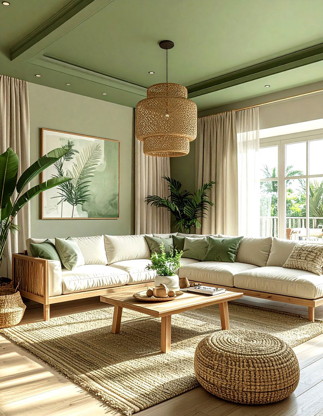 Sage Green Ceiling - 30 living room ceiling color ideas