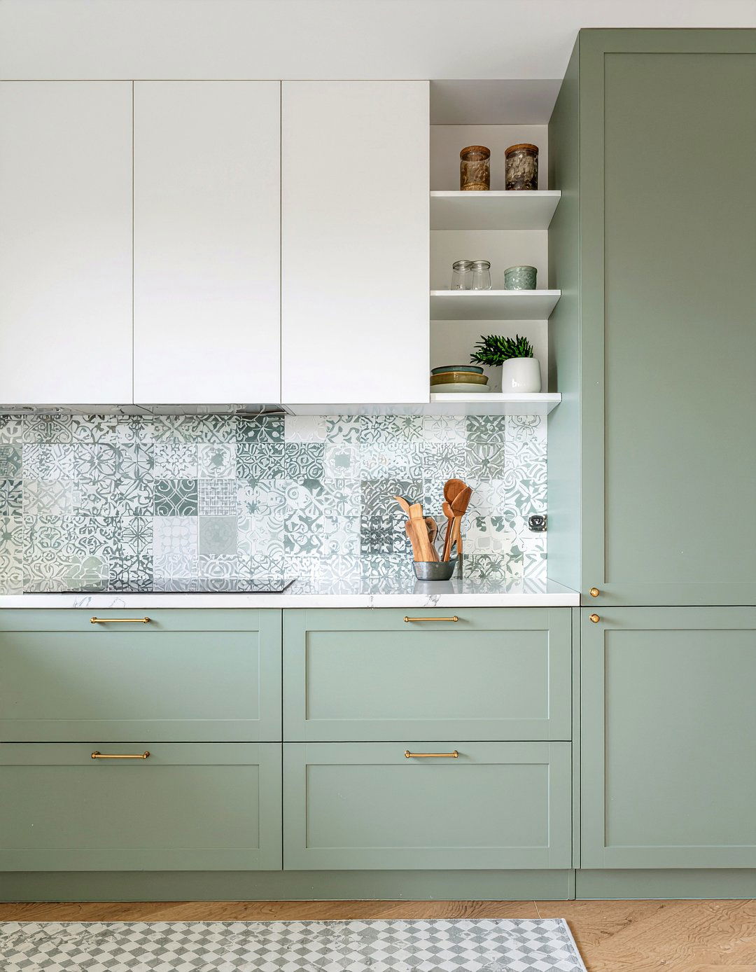 Sage Green Cement Tile - 30 cement tile kitchen backsplash ideas