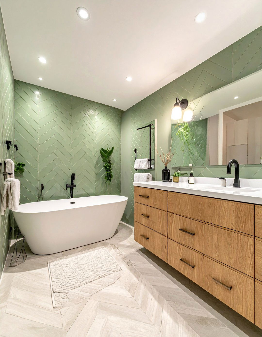 Sage Green Chevron Tile - 30 chevron tile bathroom ideas