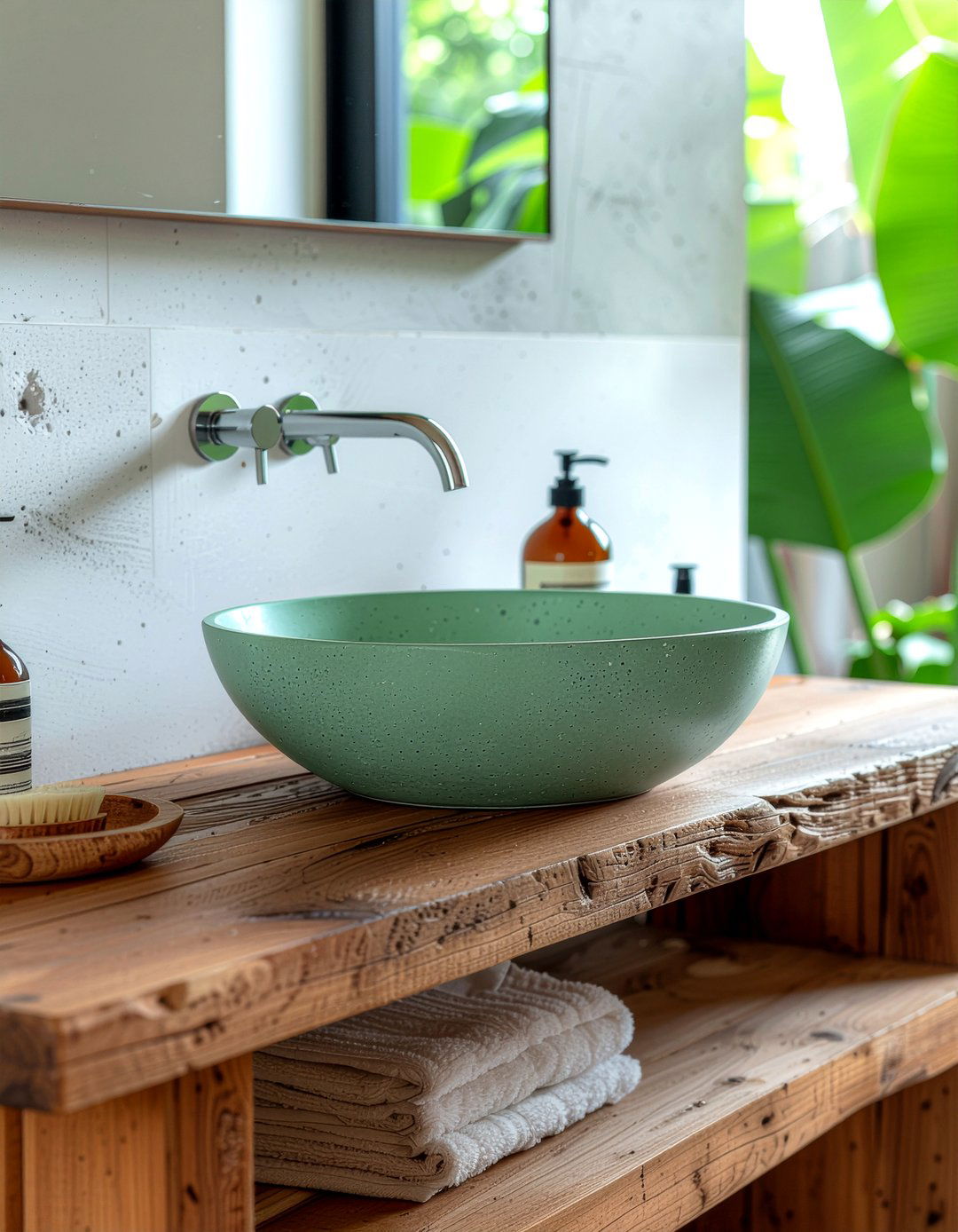 Sage Green Concrete Sink - 30 sage green bathroom ideas