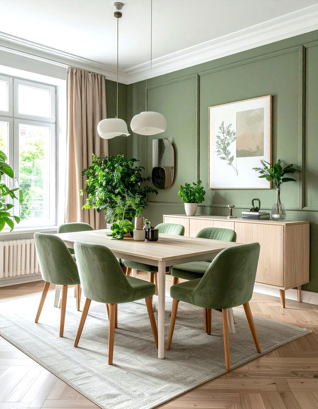 Sage Green Dining Room - 30 wellness dining room ideas