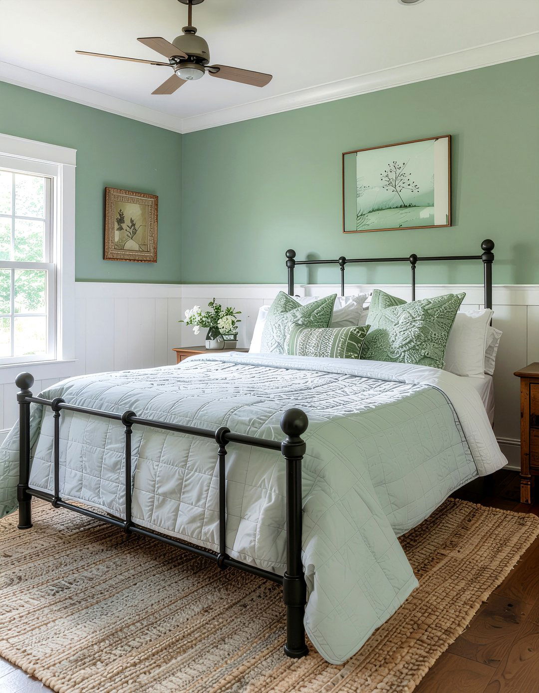 Sage Green Farmhouse Style - 30 bedroom sage green walls