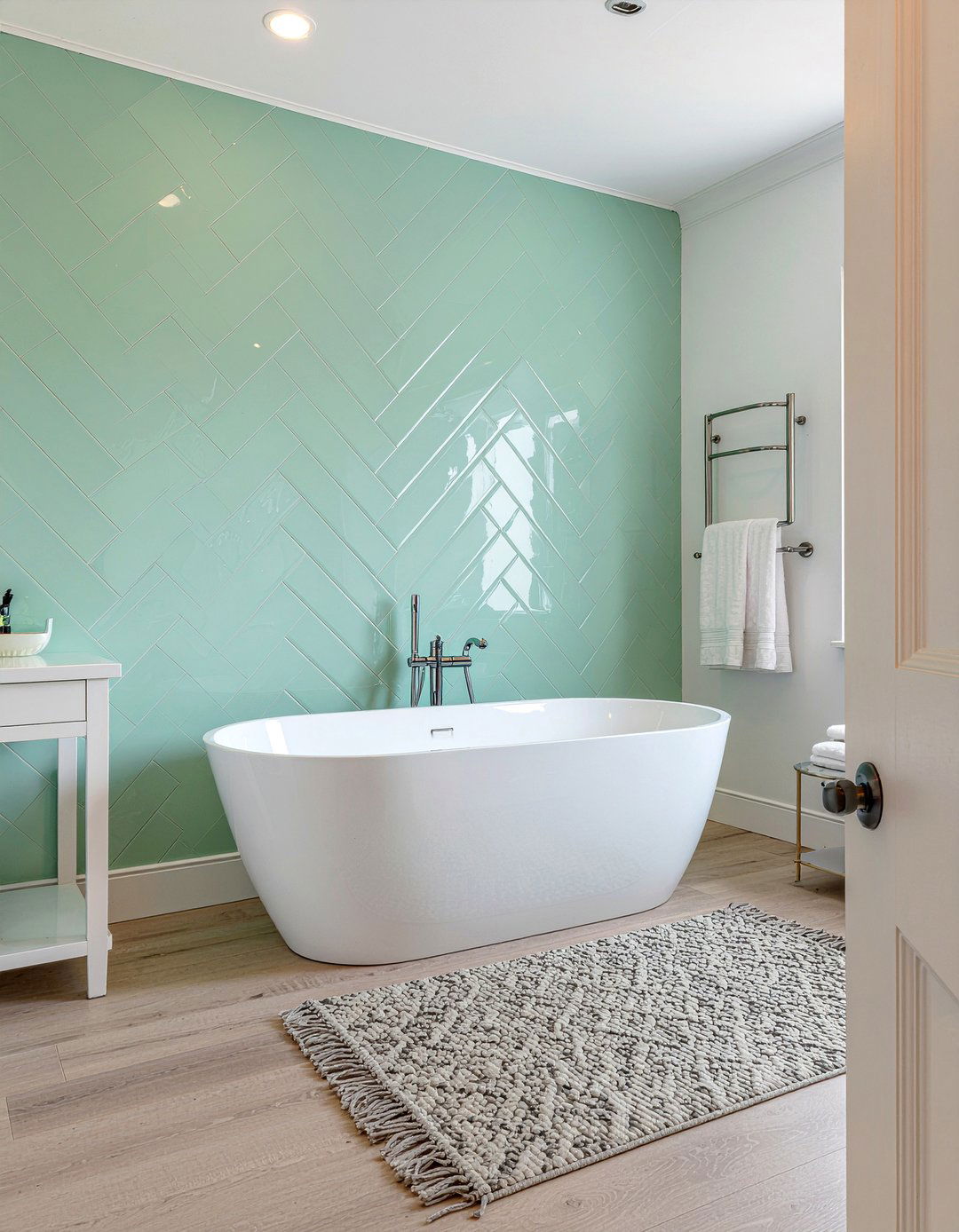 Sage Green Herringbone Tile - 30 sage green bathroom ideas