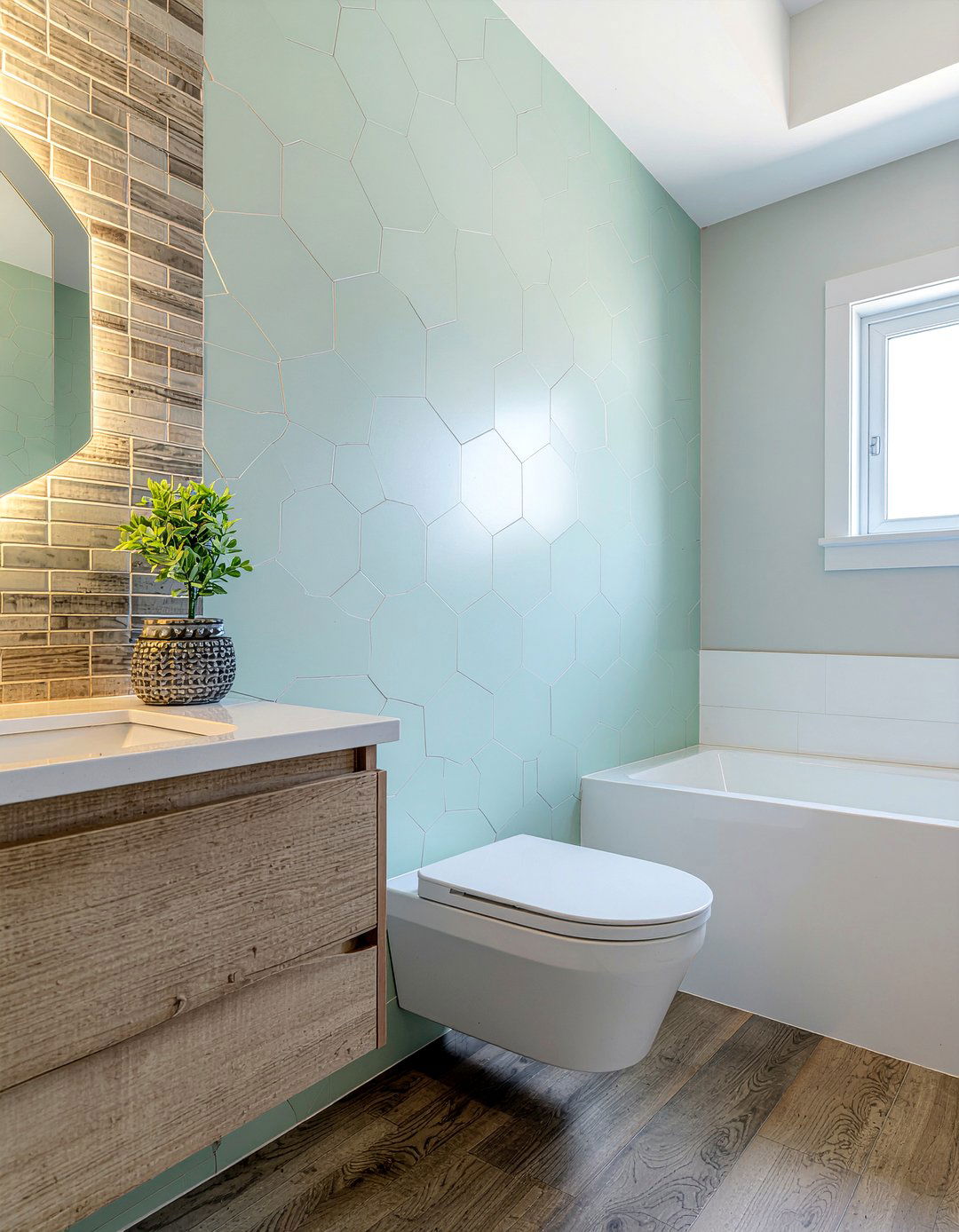Sage Green Hexagon Tile - 30 sage green bathroom ideas