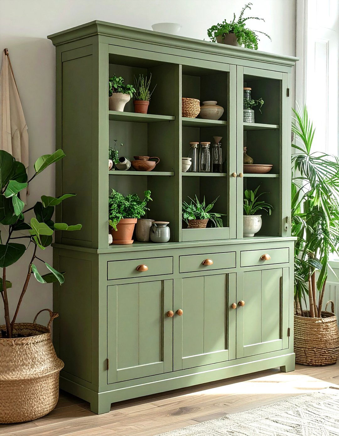 Sage Green Hutch - 30 kitchen hutch ideas
