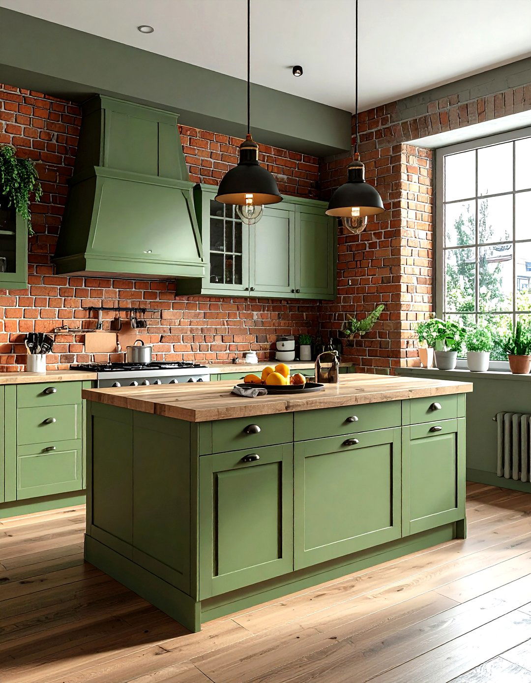Sage Green Kitchen Brick Backsplash - 30 sage kitchen ideas
