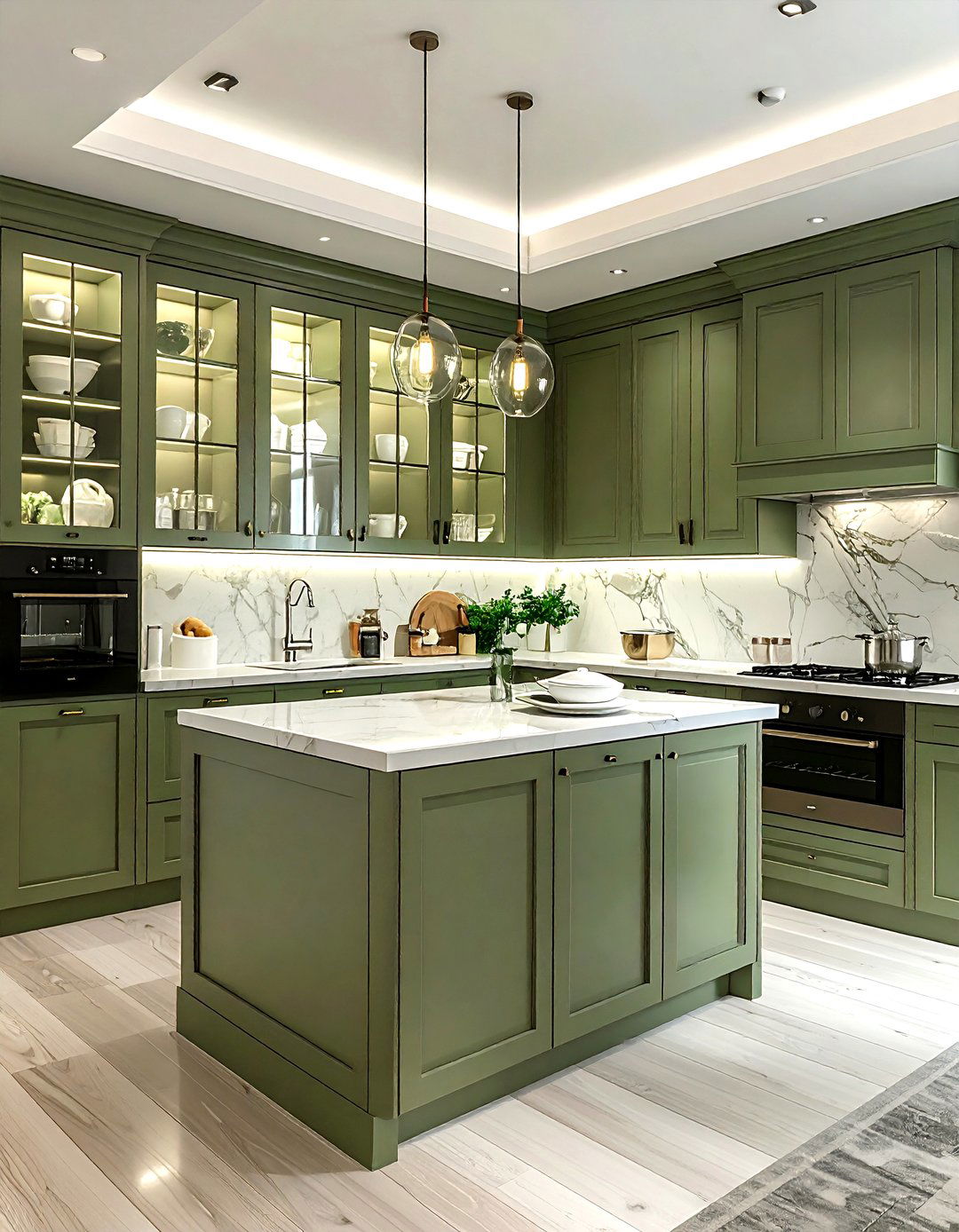Sage Green Kitchen Glass Front Cabinets - 30 sage kitchen ideas
