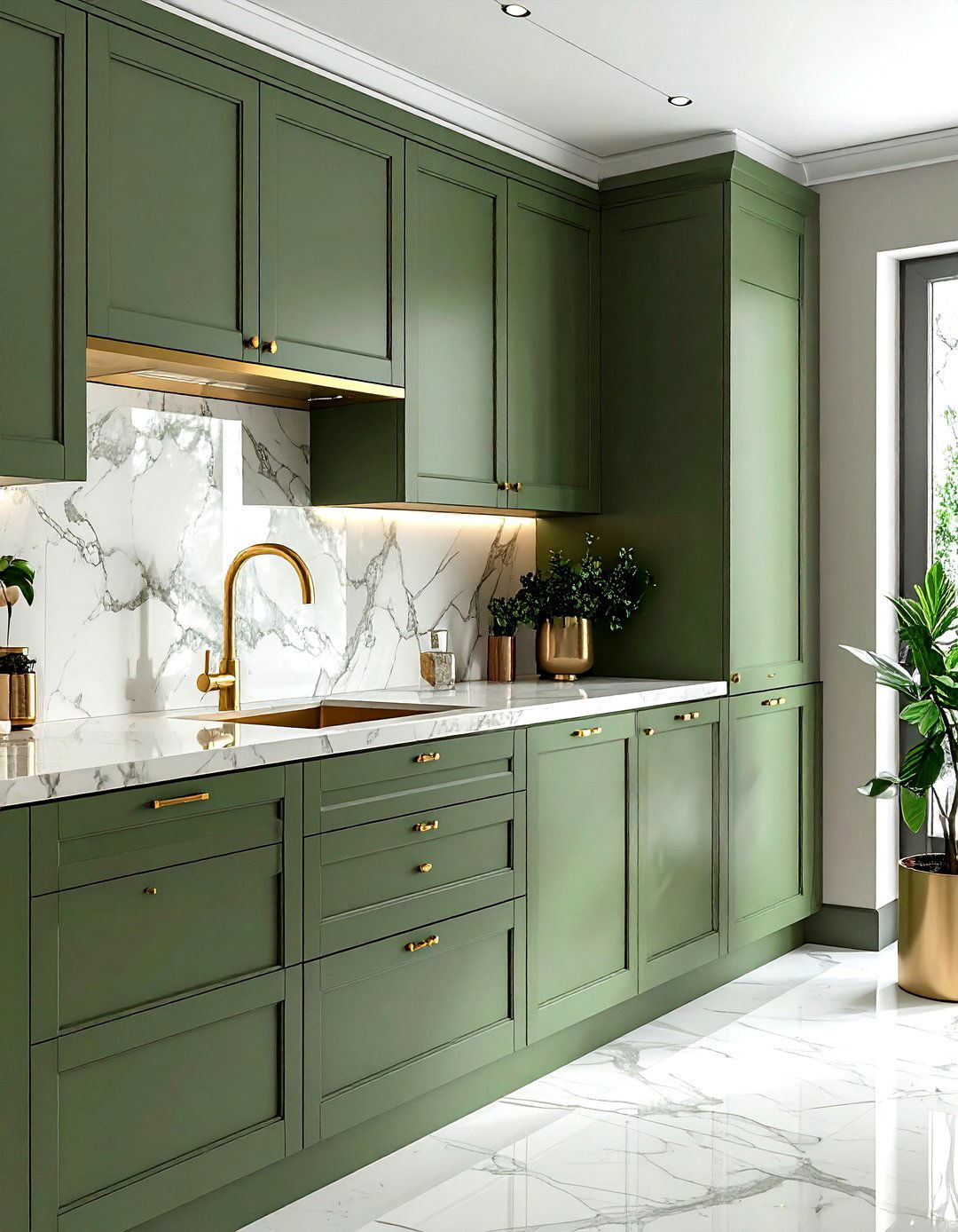 Sage Green Kitchen Gold Faucet - 30 sage kitchen ideas