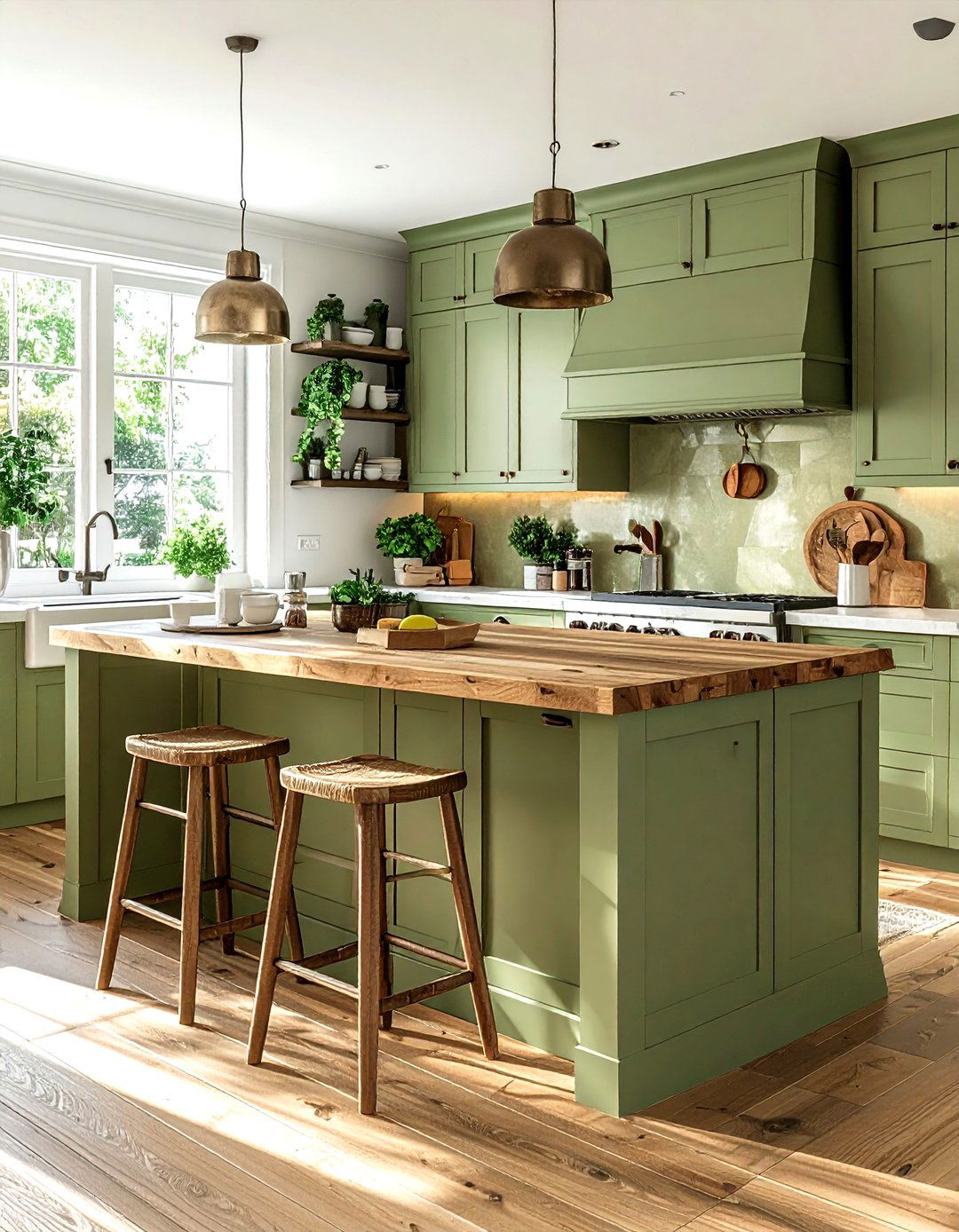 Sage Green Kitchen Island - 30 kitchen accent color ideas