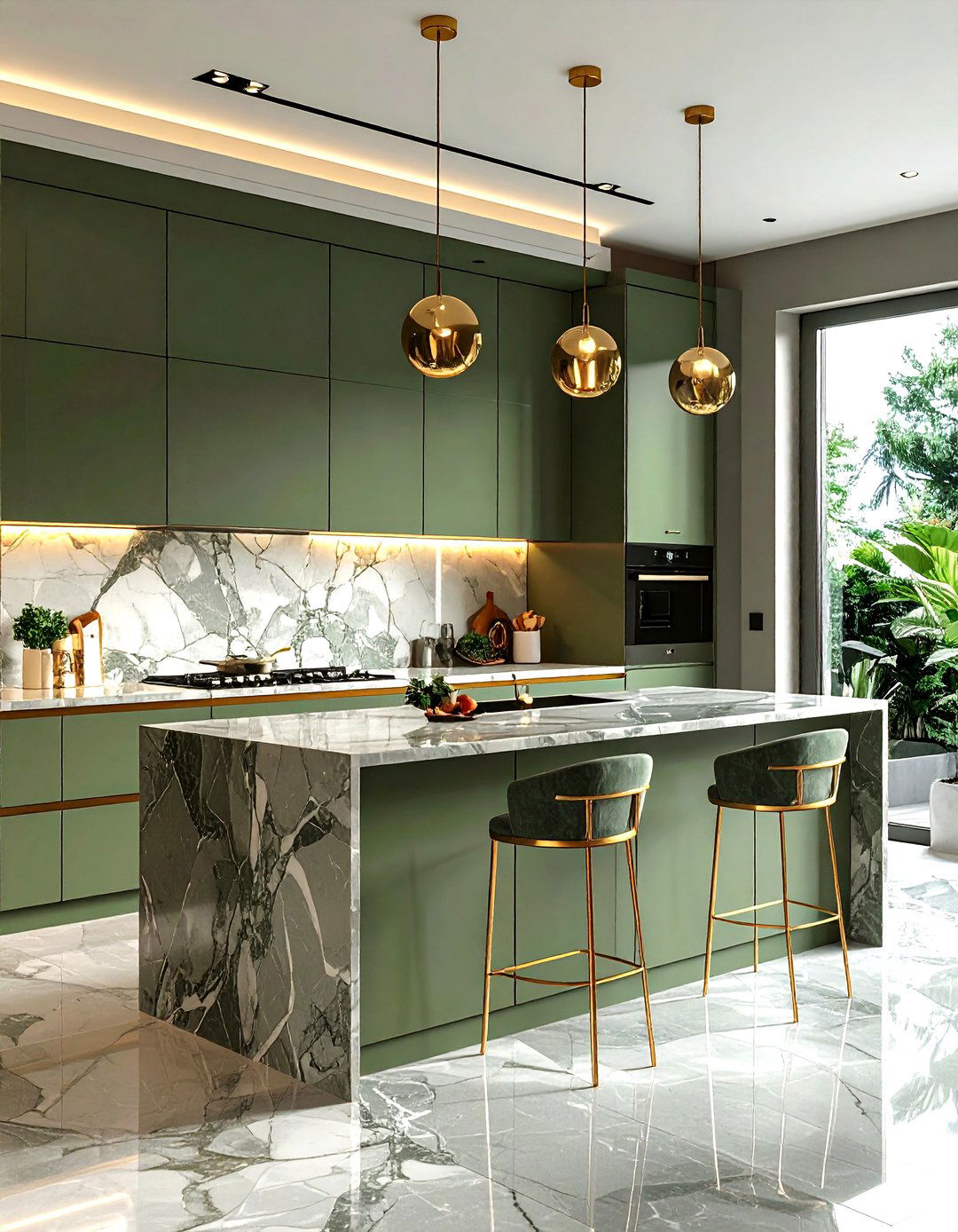 Sage Green Kitchen Marble Backsplash - 30 sage kitchen ideas