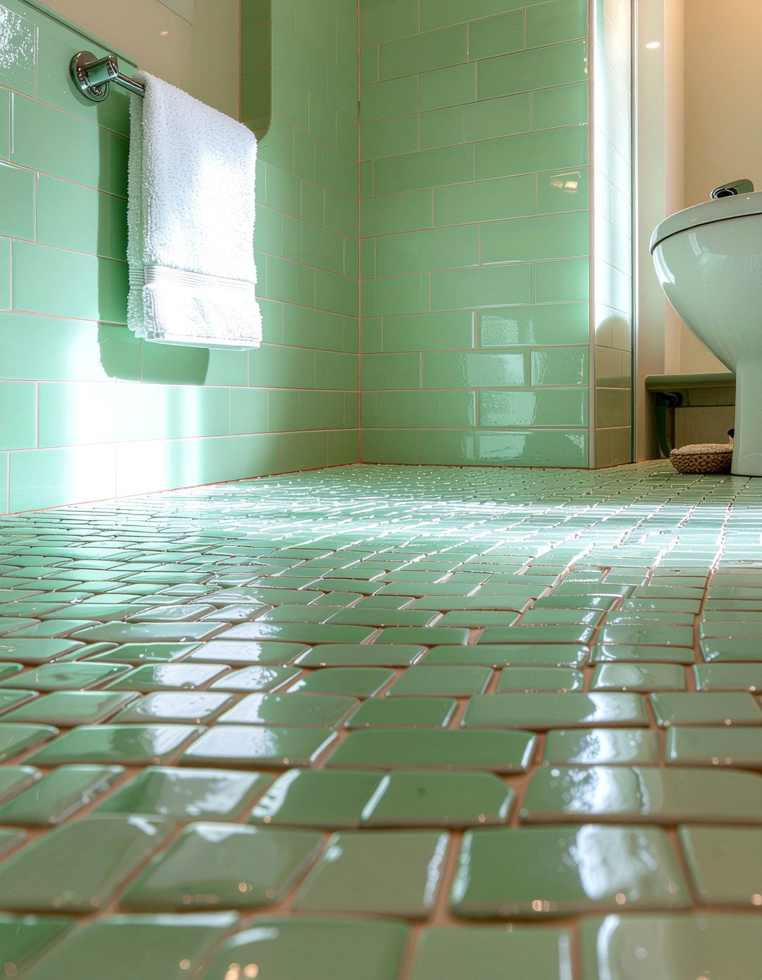 Sage Green Penny Tile - 30 sage green bathroom ideas