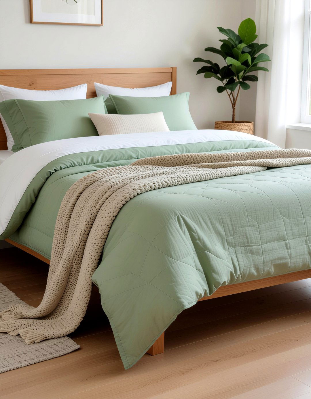 Sage Green Quilt - 30 quilted bedroom ideas