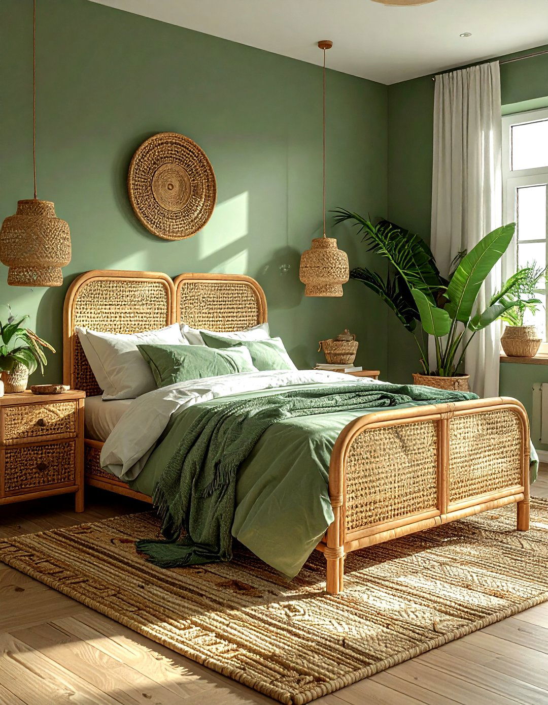 Sage Green Rattan Bedroom - 30 sage bedroom ideas