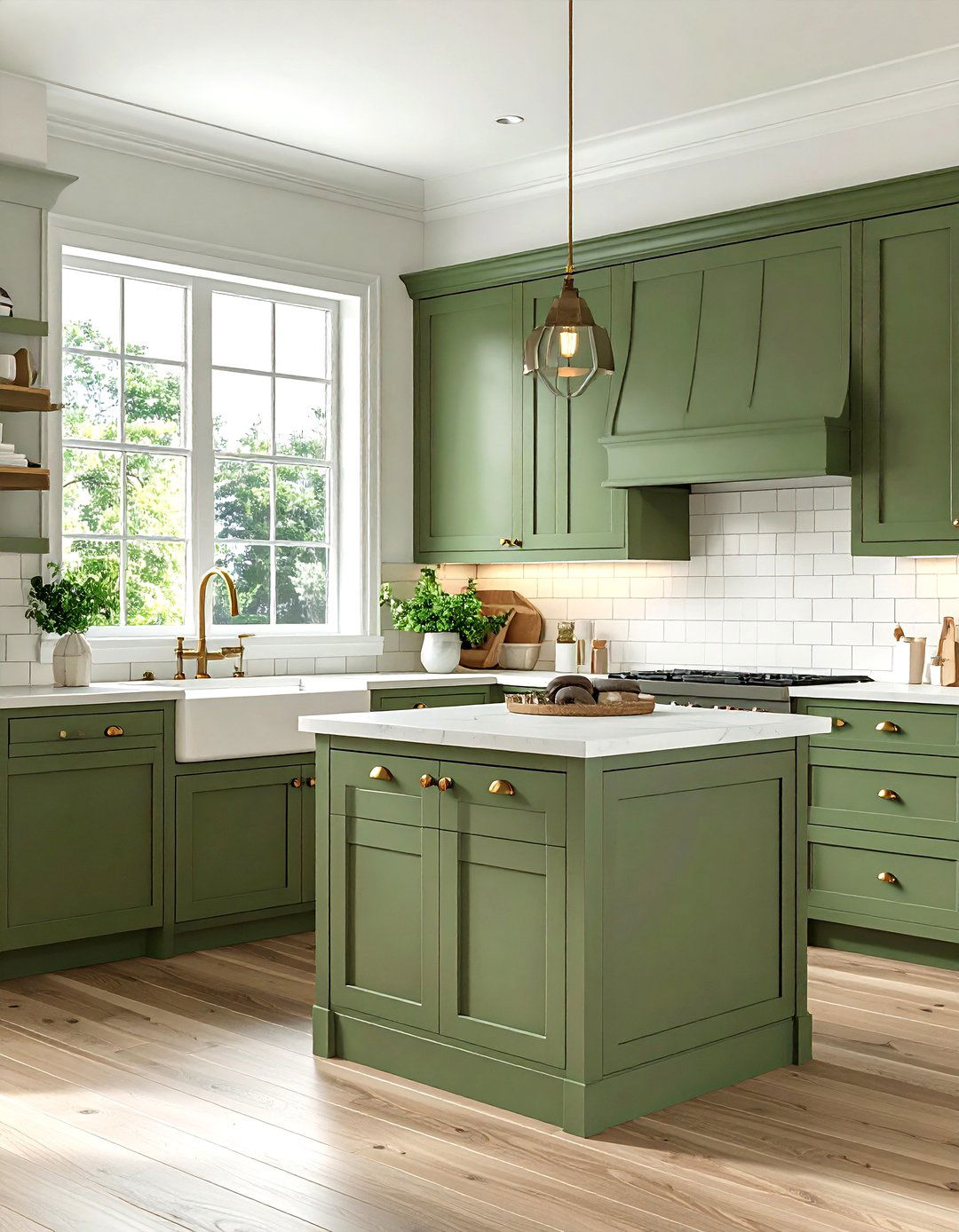 Sage Green Shaker Cabinets Brass Pulls - 30 sage kitchen ideas