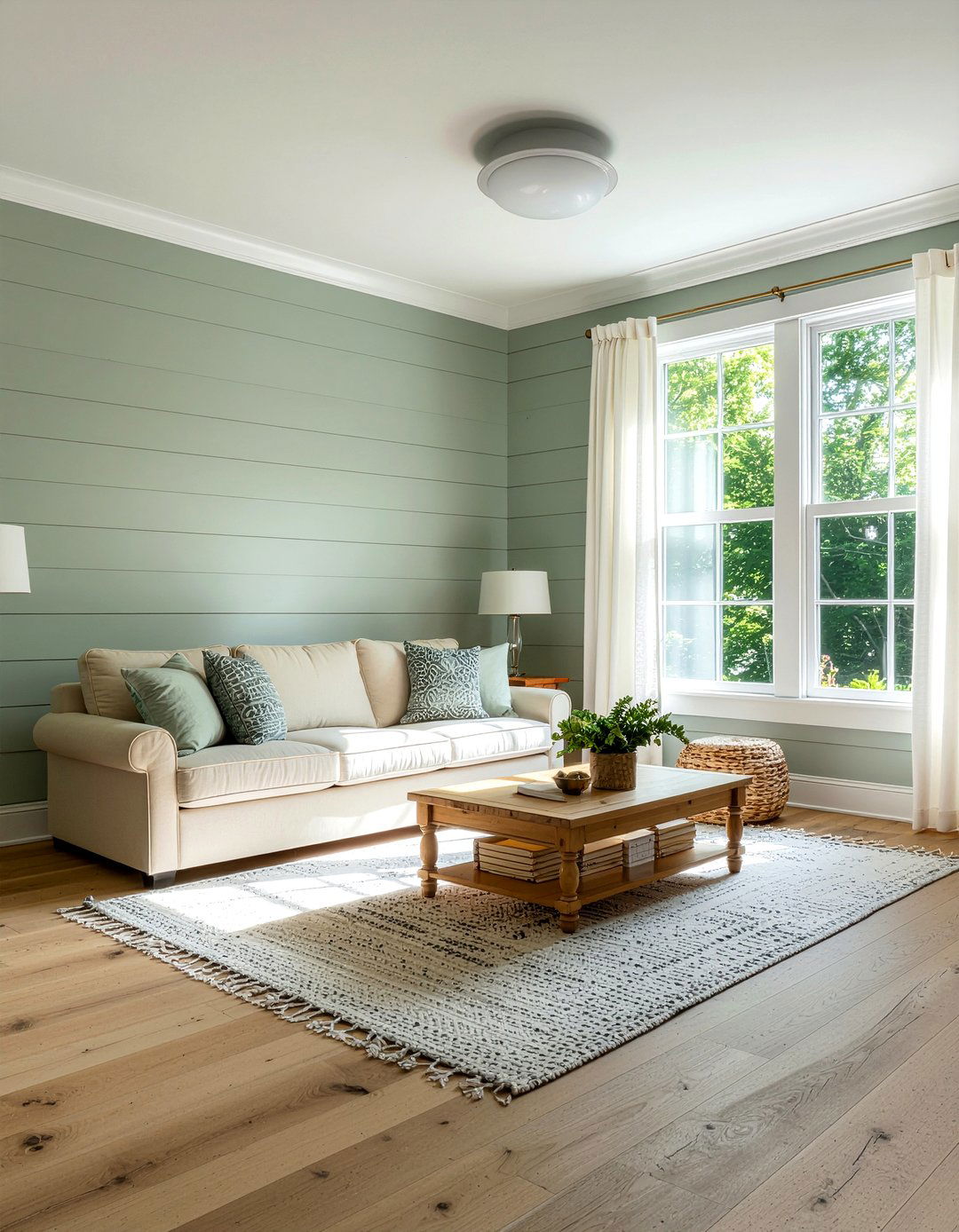 Sage Green Shiplap Paneling - 30 living room shiplap walls