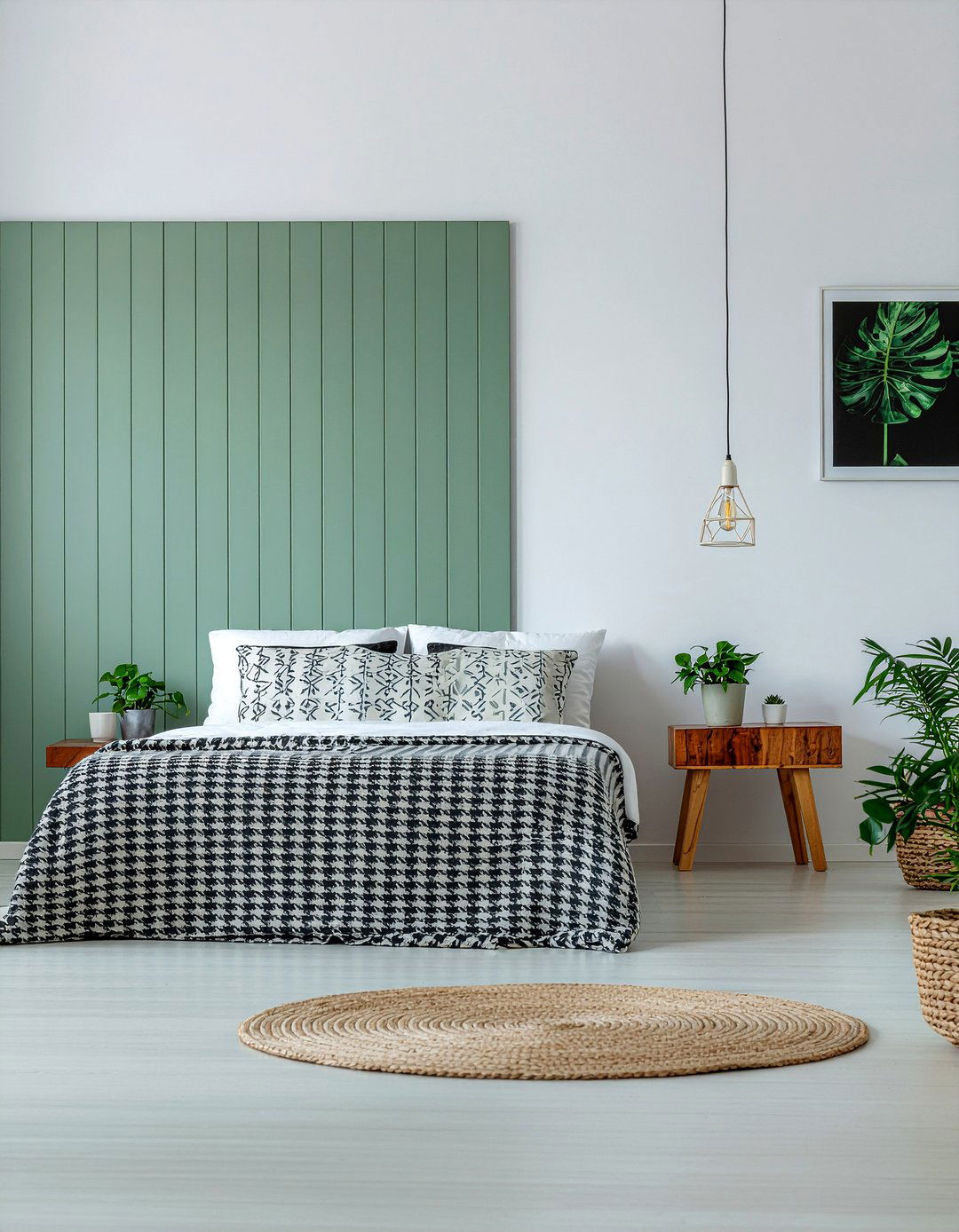 Sage Green Slat Wall - 30 bedroom paneling ideas