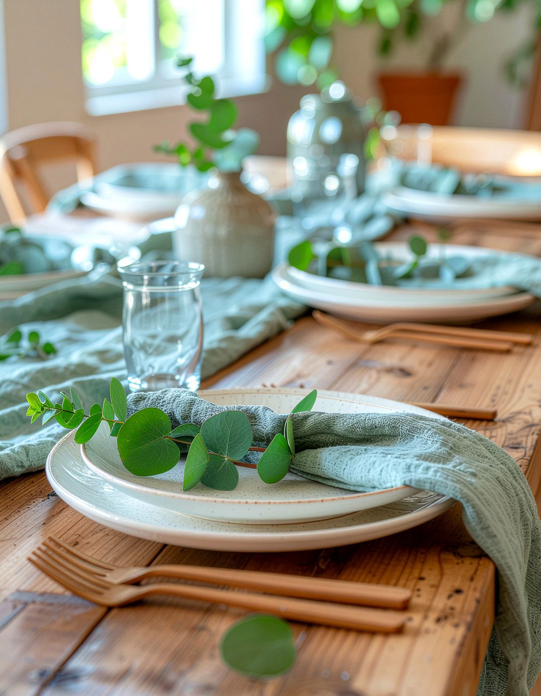 Sage Green Table - 30 dining room table setting ideas