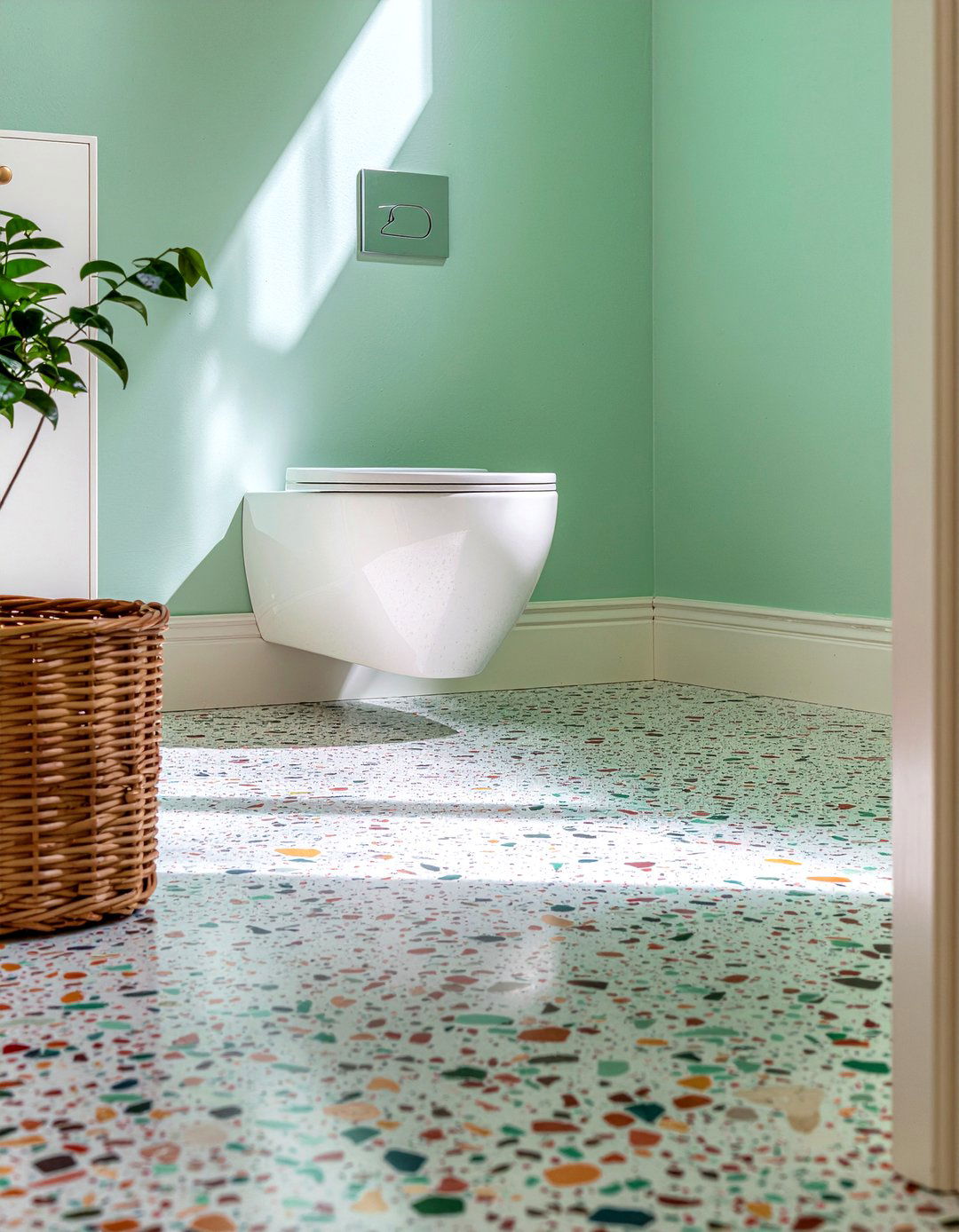 Sage Green Terrazzo Floor - 30 sage green bathroom ideas