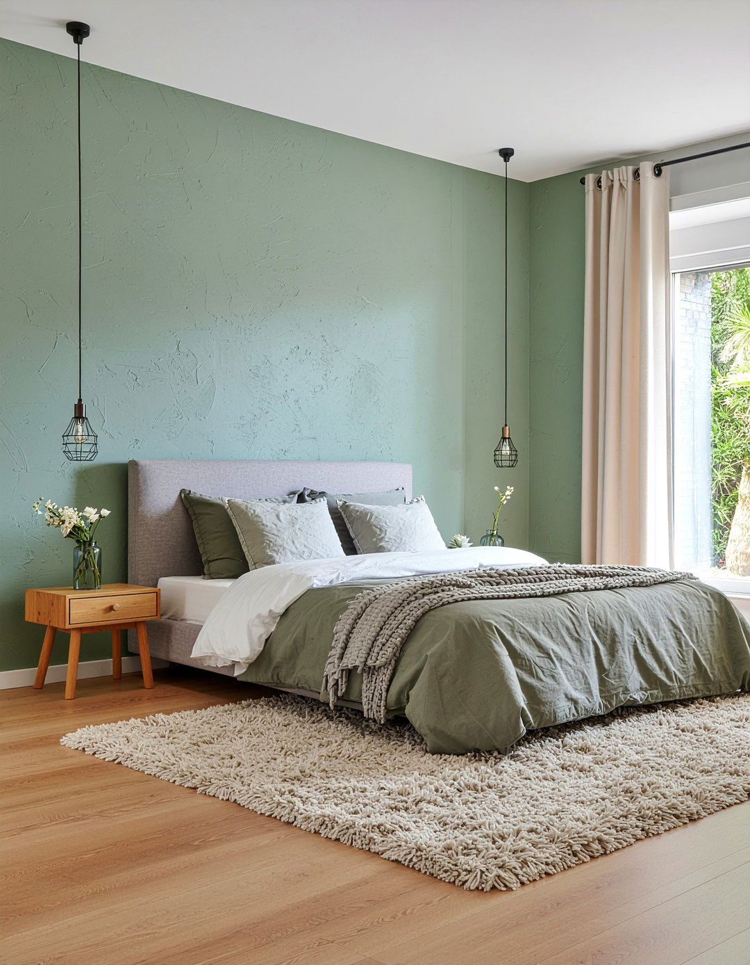 Sage Green Textured Wallpaper - 30 bedroom minimalist wallpapers